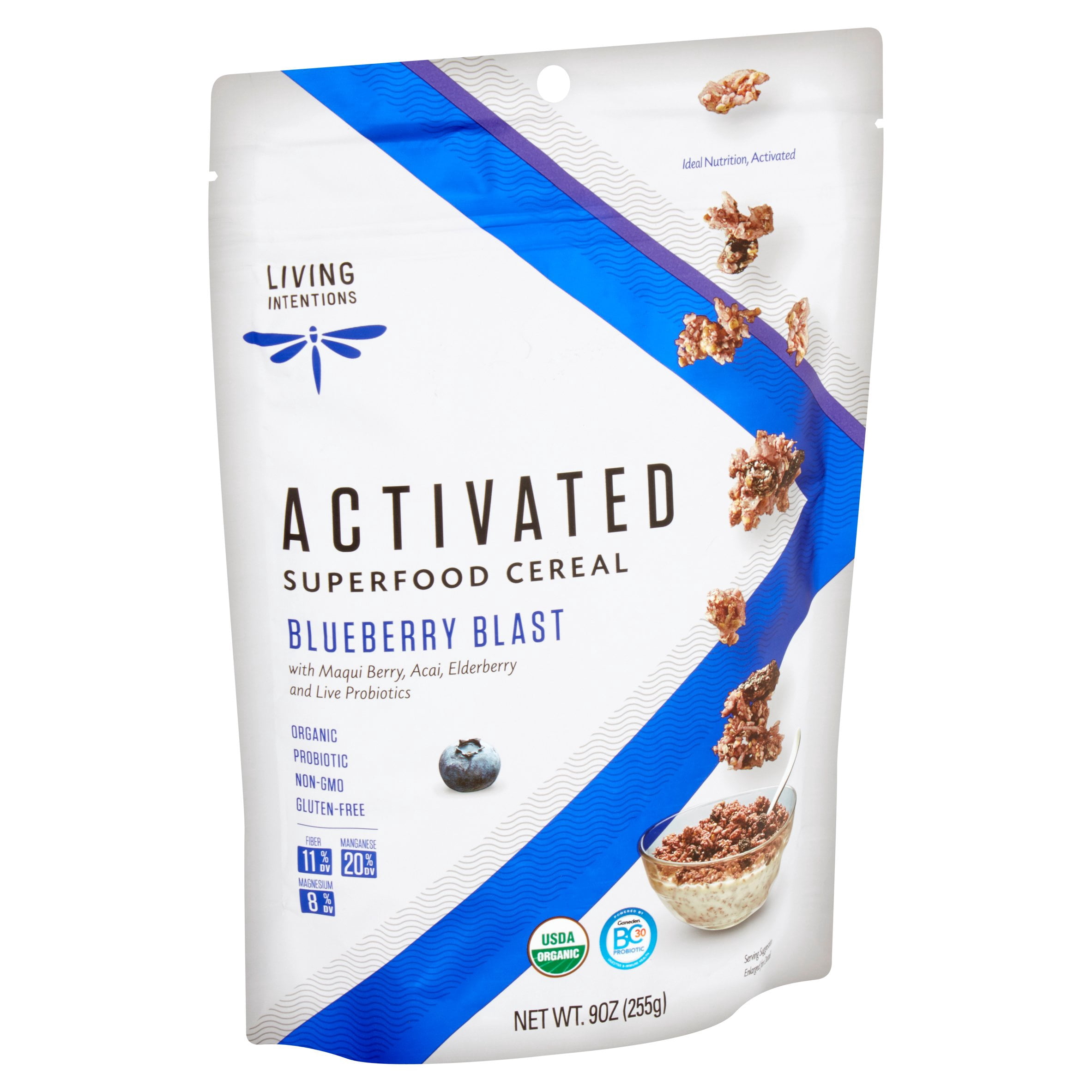 Living Intentions Activated Superfood Cereal, Blueberry Blast, Nutrient-Dense Breakfast Option (9 oz) na4g7