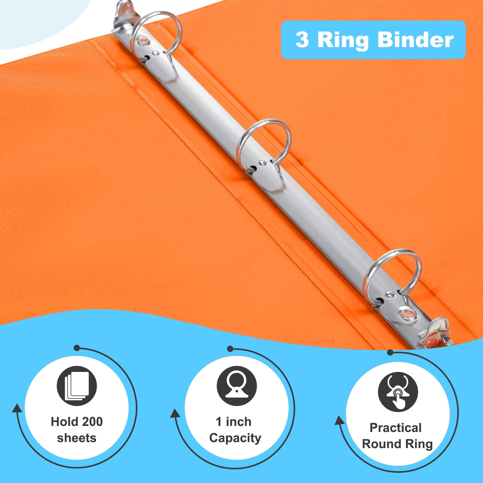COMIX 3-Ring Binder, 1 in Round Ring, 200 Sheet Capacity, Durable Office Organizer (Assorted Colors, 12 Pack) npi2w