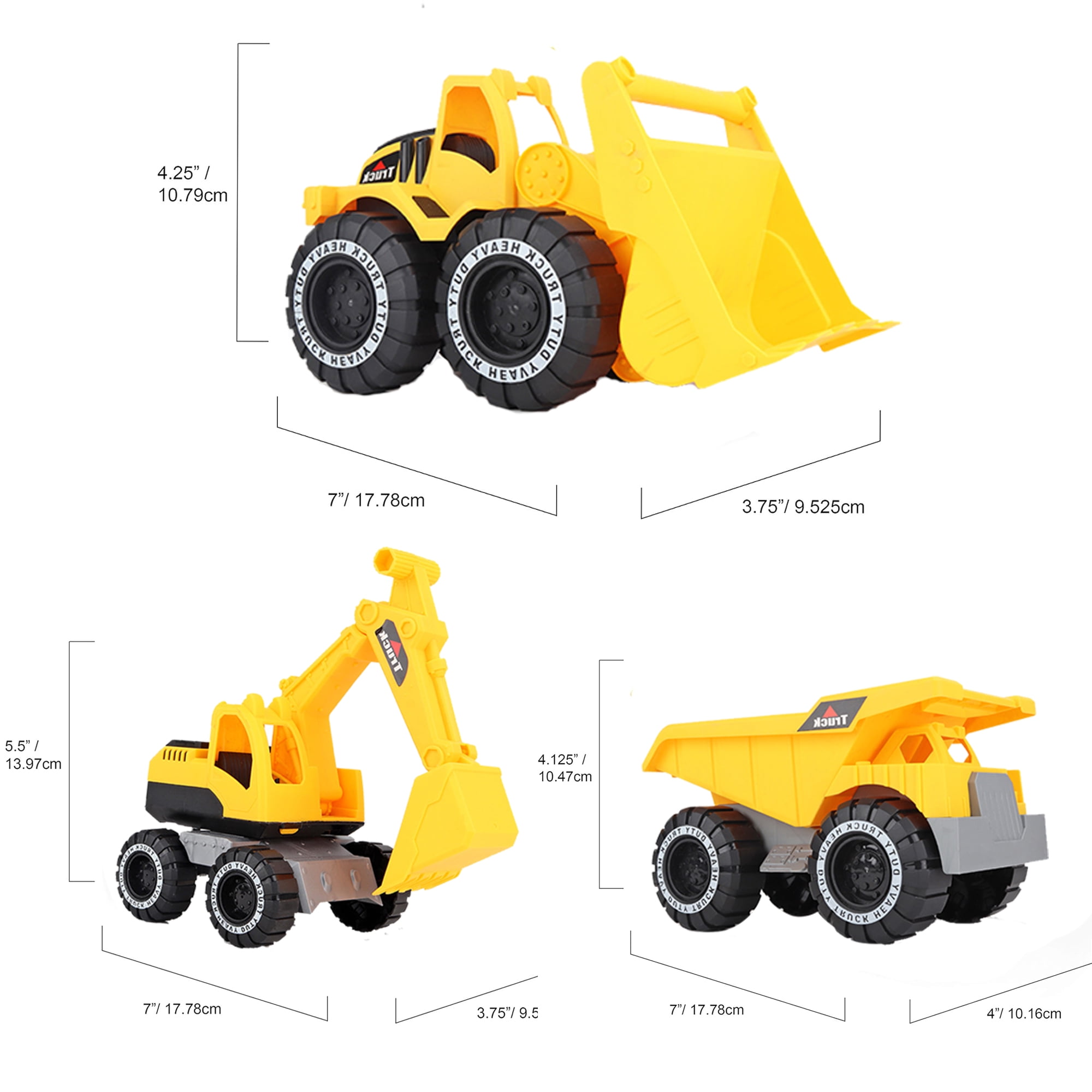 Facvoer Construction Vehicle Toy Set, Realistic Excavator, Dump Truck, and Loader for Sandbox Play (Yellow, 3-Piece Set) tkc4l