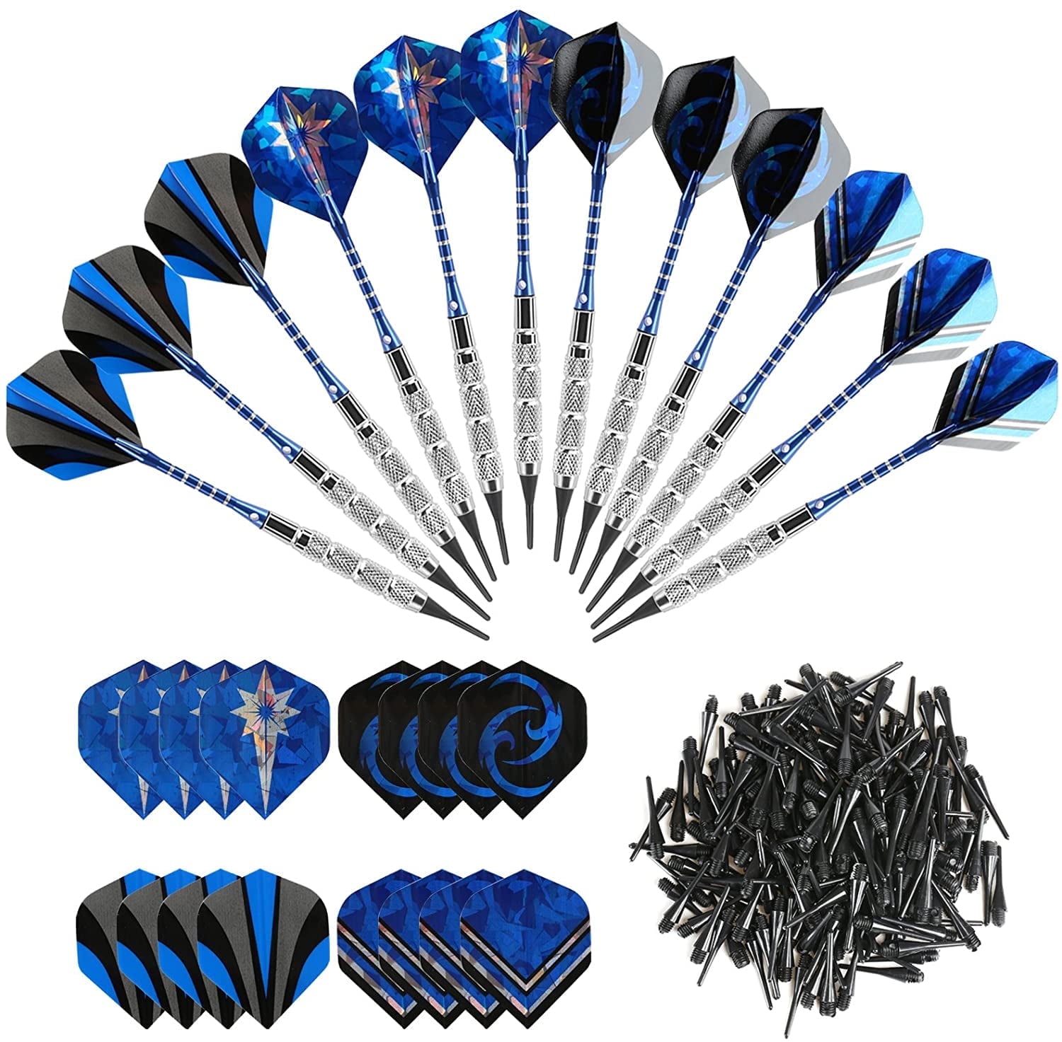 Naler Soft Tip Dart Set for Electronic Dartboards with Replacement Tips and Flights (Black, 12 Pack) oo3i1