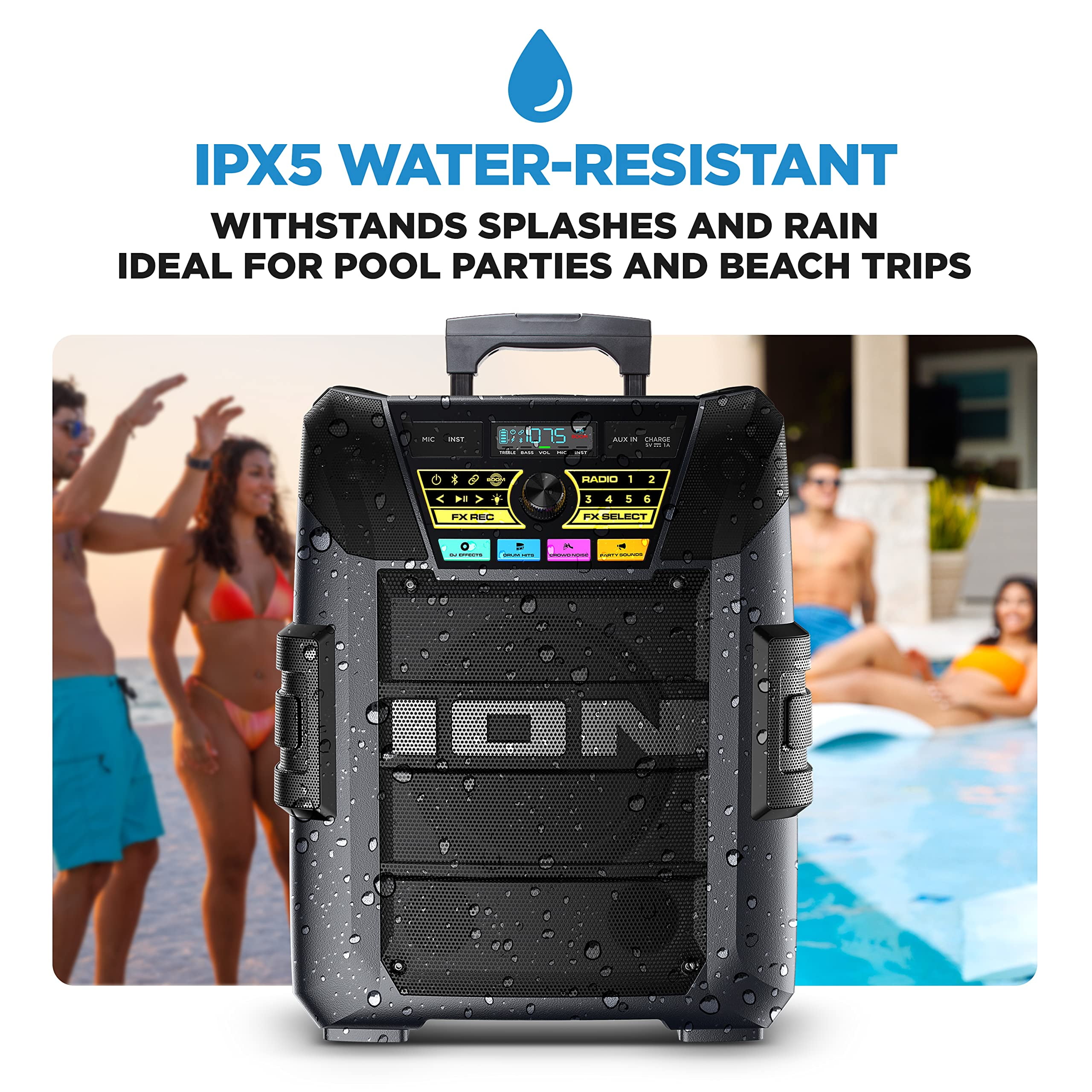 ION Audio Block Rocker XL Portable Bluetooth Outdoor Party Speaker (Black, XL) 7t3nh