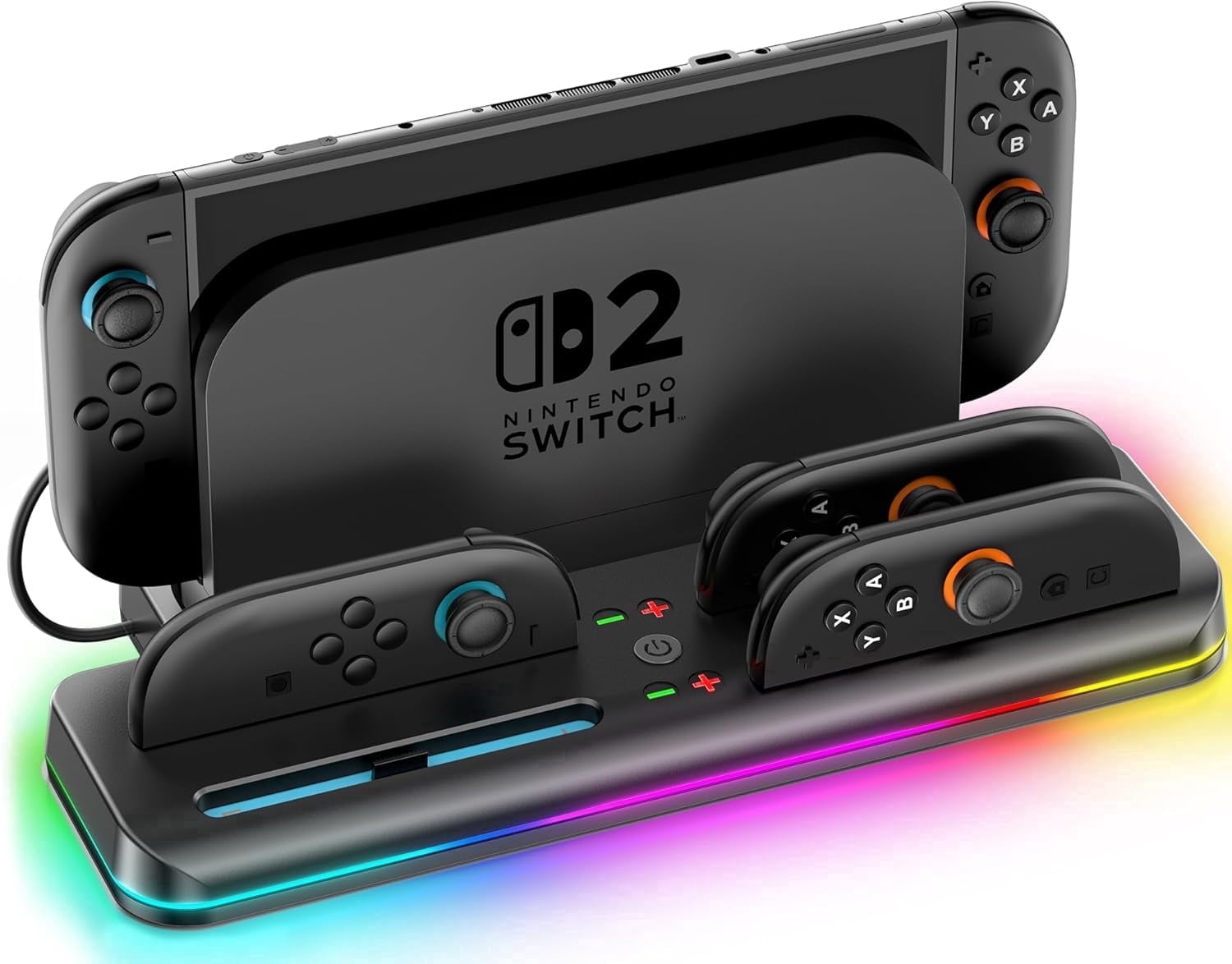 OIVO Controller Charging Dock for Nintendo Switch 2 Joy-Con with RGB Lighting (Black, 11.6 in x 5.6 in x 1.2 in) 9k3eo