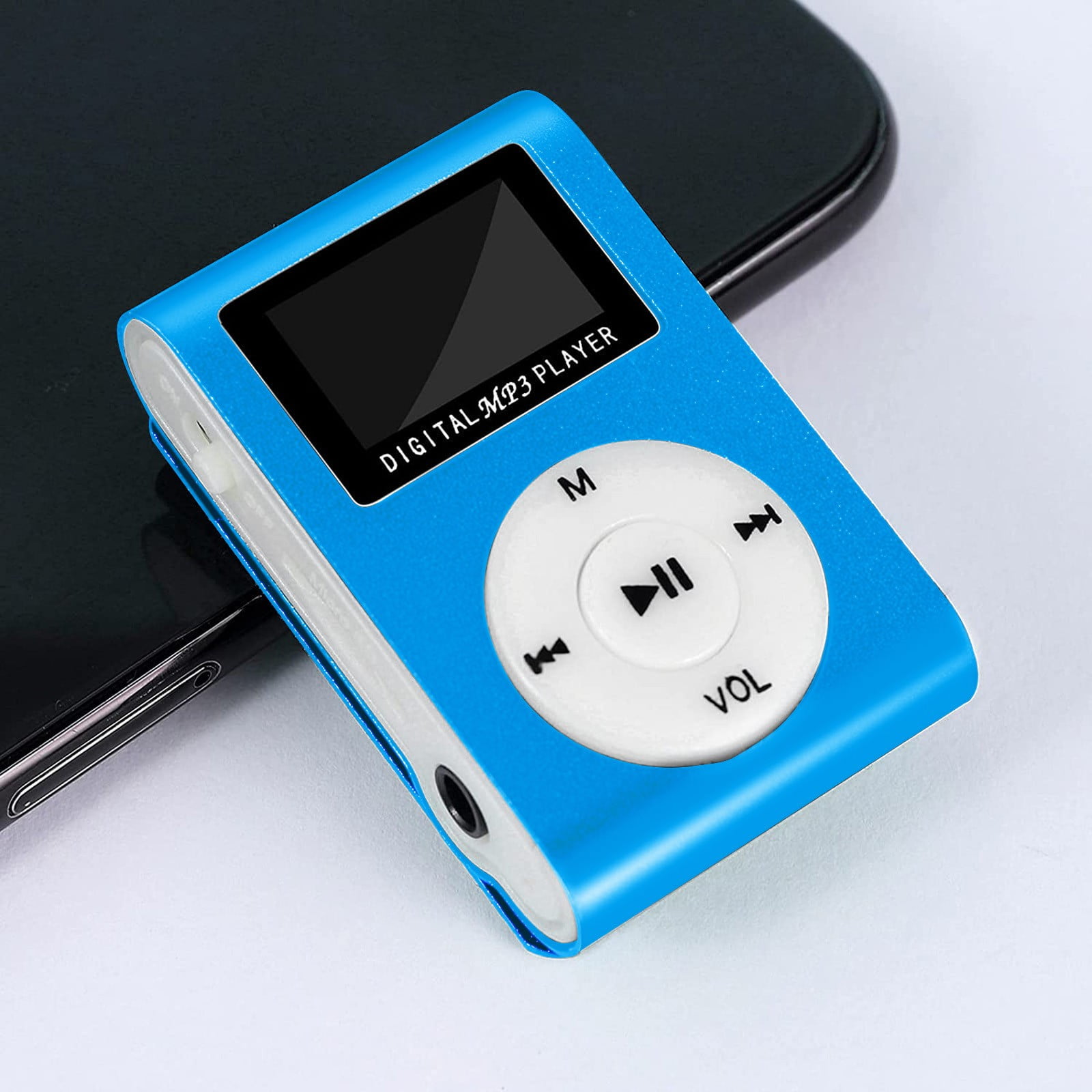 TOPRenddon Portable Mini MP3 Music Player with LCD Screen and Back Clip (Blue, 1 Pack) 4rw94