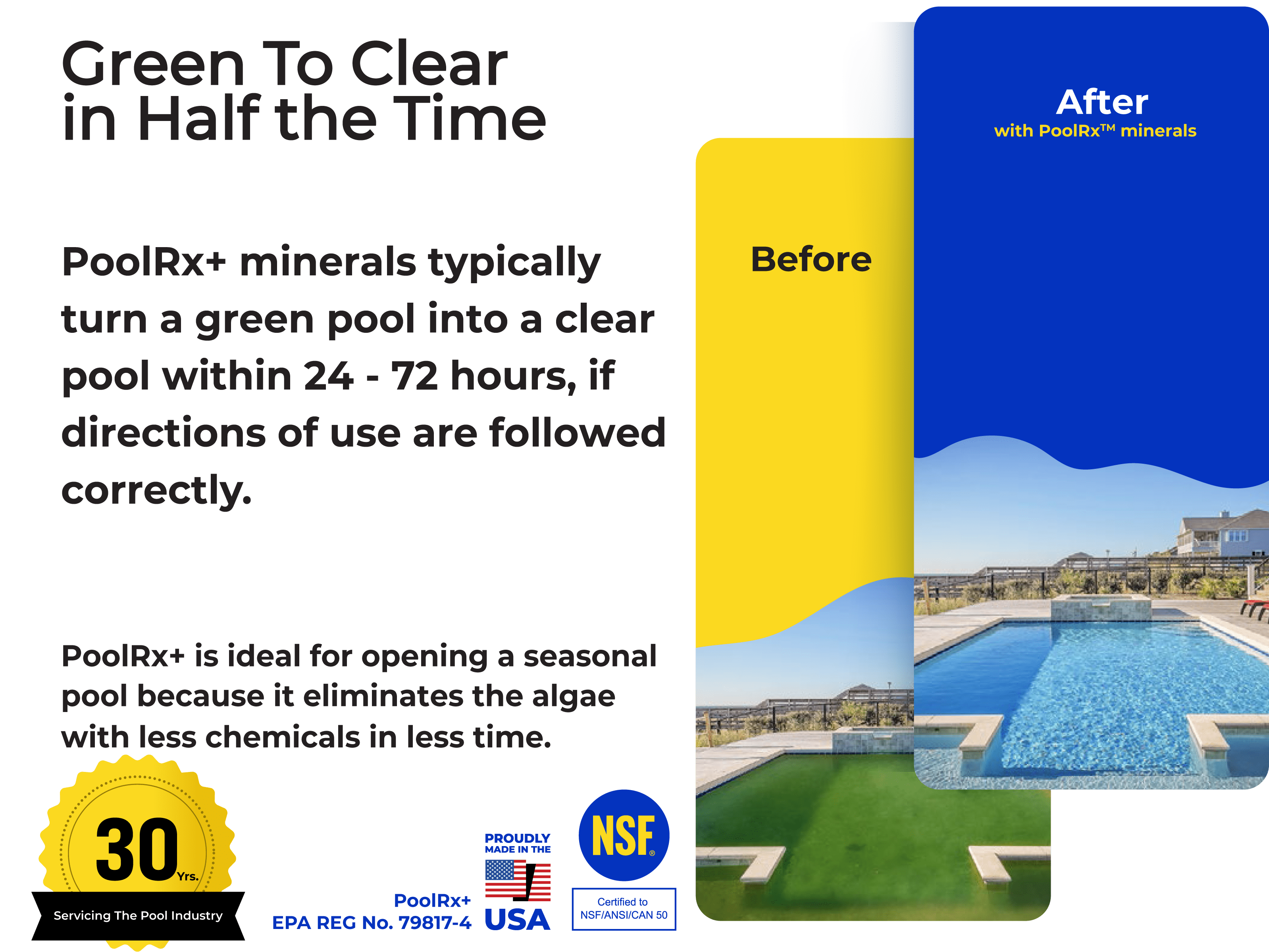 PoolRx+ Swimming Pool Algaecide Mineral Treatment (Black, 1 Tablet, 20k-30k Gallons) en4mn