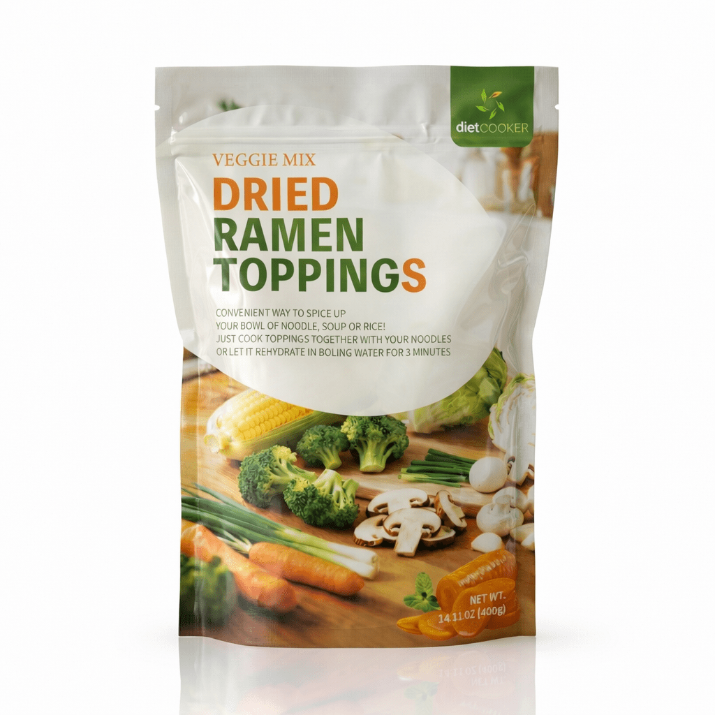 DIET COOKER Dried Ramen Toppings Vegetable Mix, Dehydrated Carrots Cabbage Shiitake Corn & Broccoli (14.1 oz) 6tny7