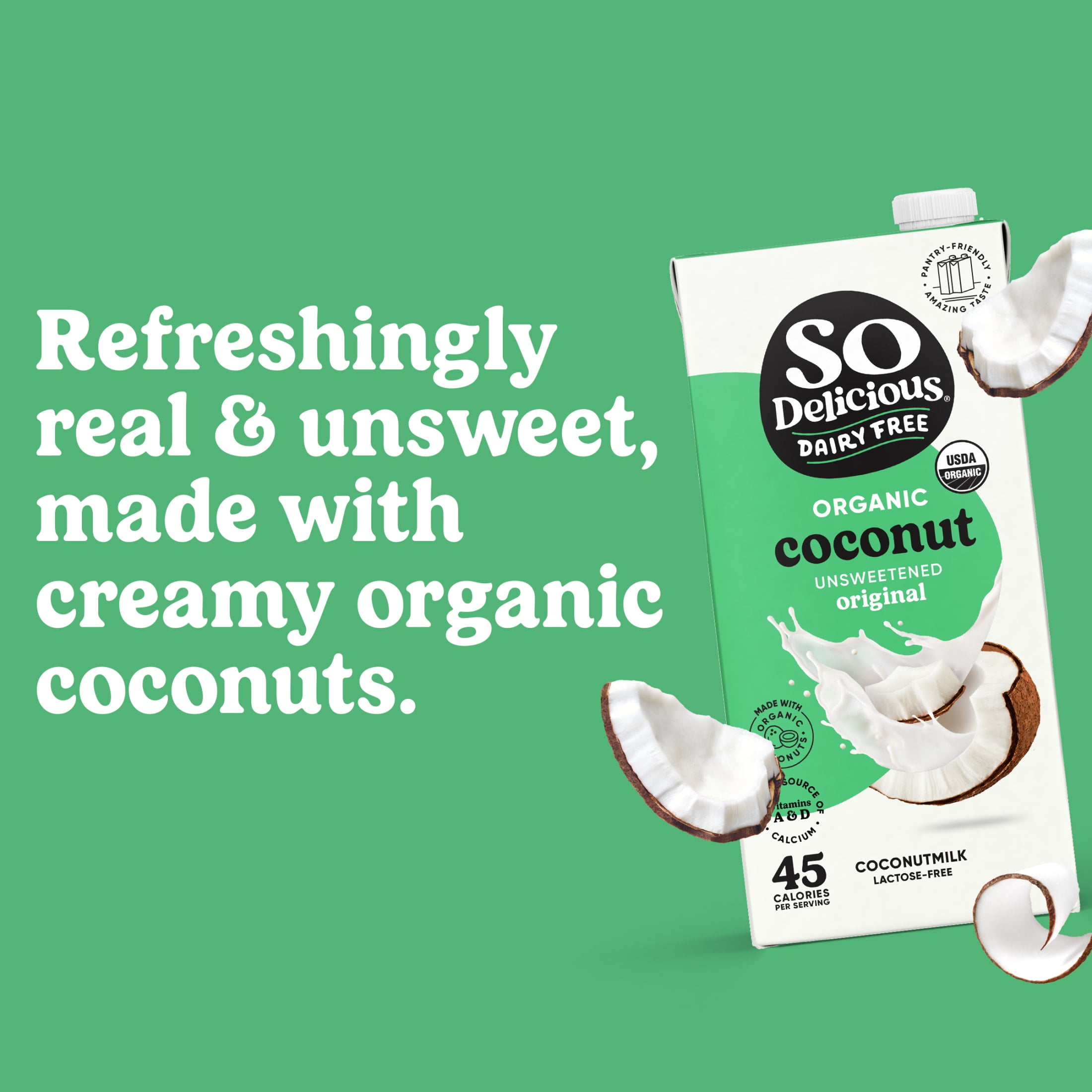 So Delicious Organic Unsweetened Coconut Milk, Dairy Free & Vegan Plant Based Milk (32 fl oz) qbmn2