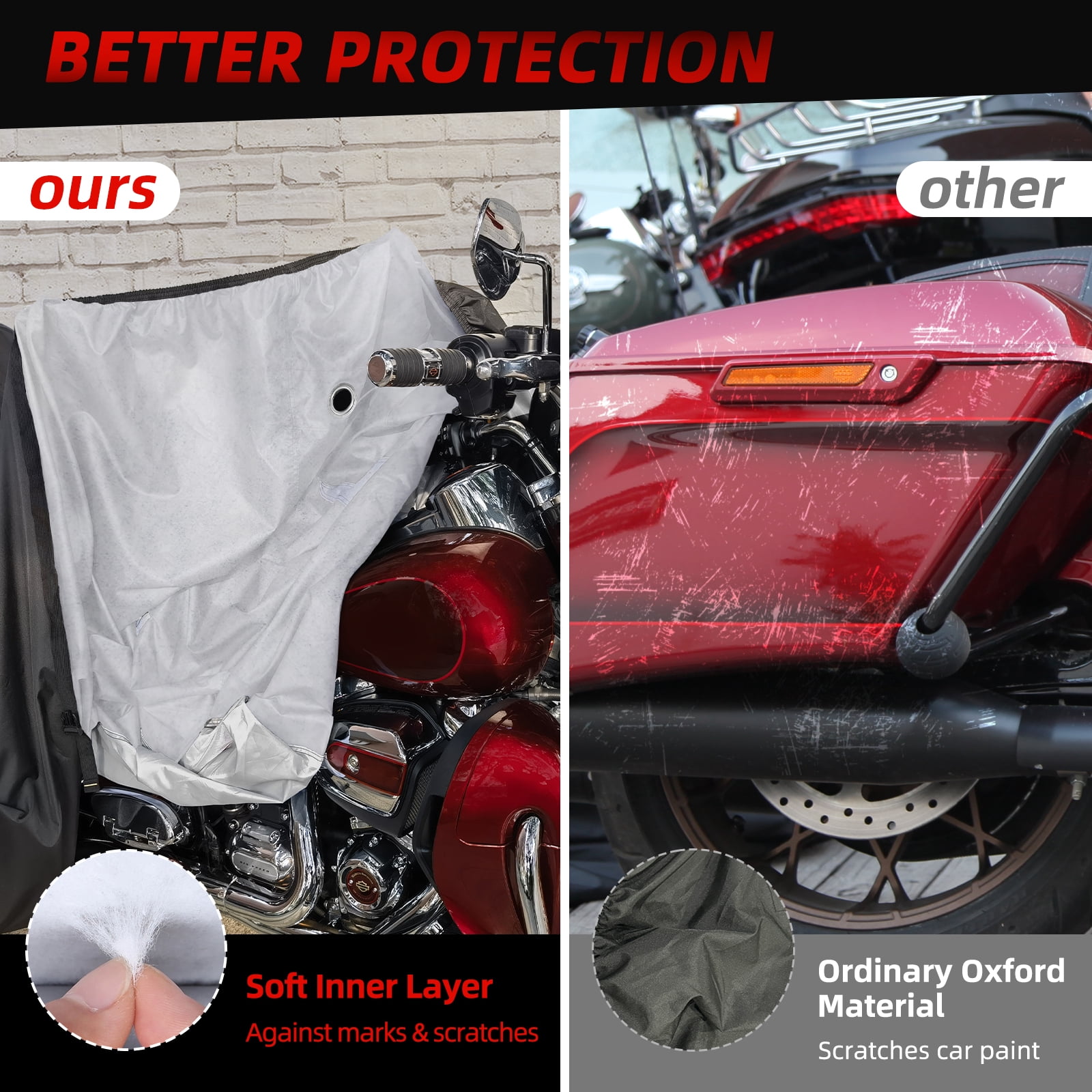 Zenicham 600D Motorcycle Cover Heavy Duty Waterproof Outdoor Storage Shield (Black, 96 in) zdcvx