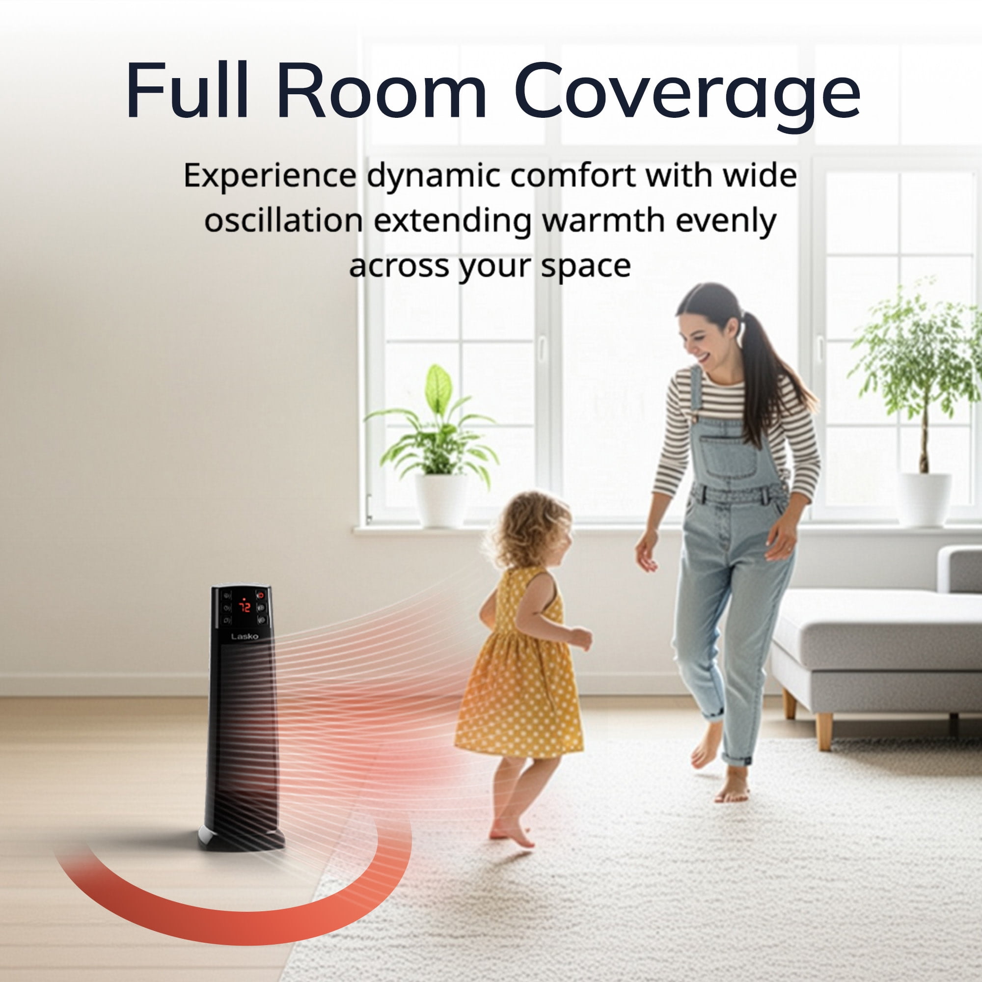 Lasko Oscillating Ceramic Tower Space Heater with Remote Control and Adjustable Thermostat (Black, 22 in) w66vn