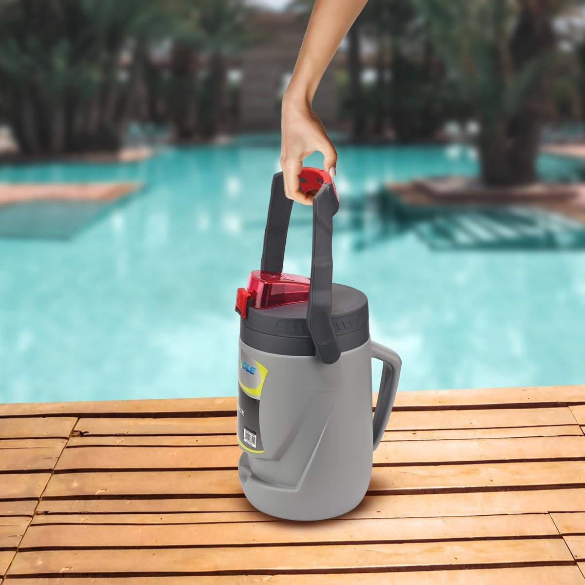 Pinnacle Thermoware Insulated Water Jug with Spout, Double Wall Foam Insulation, Leak-Proof Flip Lid (Red, 85 oz) mveff