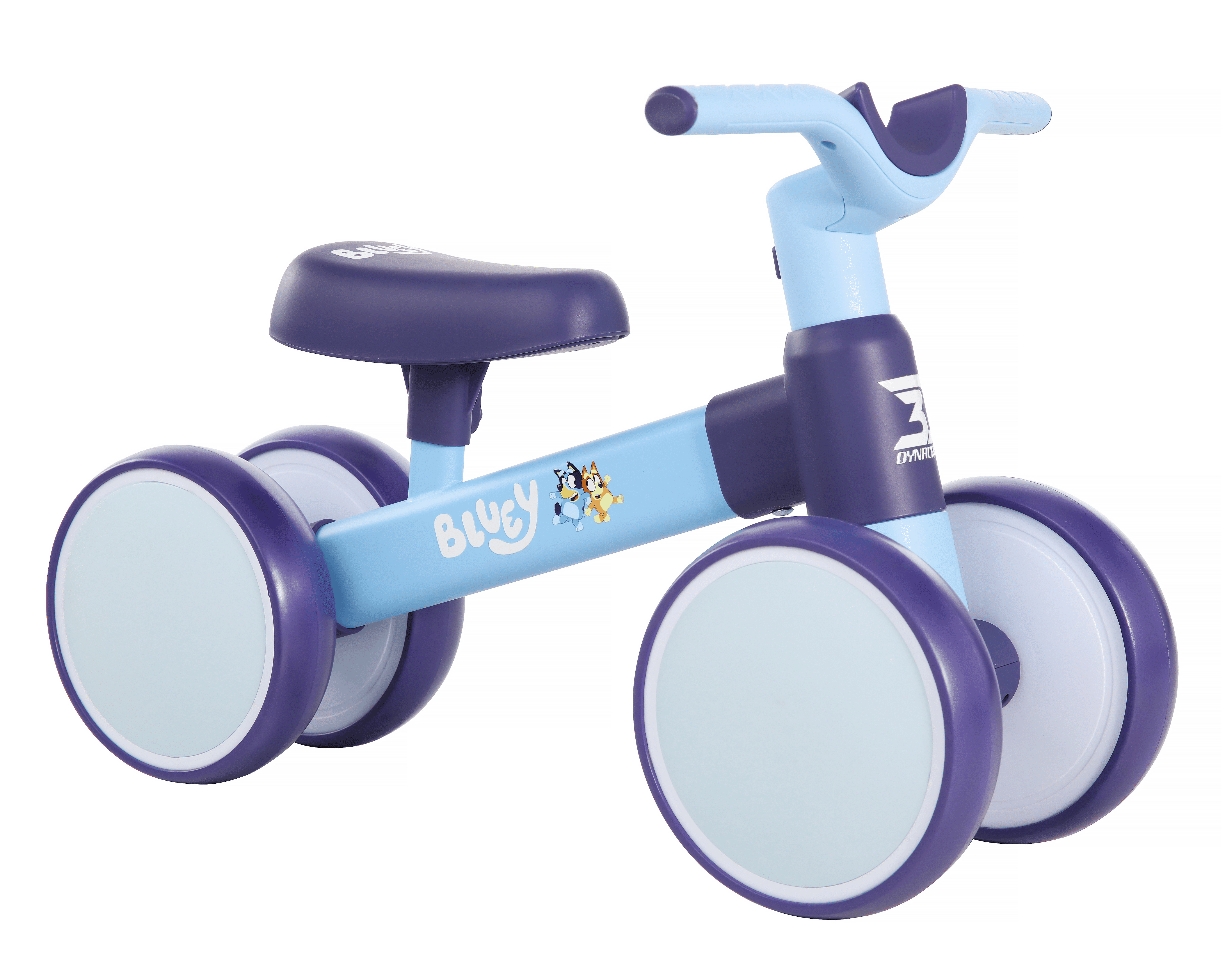 Bluey 4-Wheel Balance Bike for Toddlers, Stable Ride-On Toy for Early Learning (Blue, 1 Count) 1hdkb