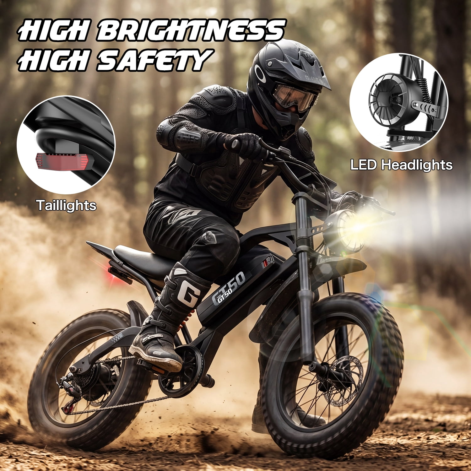 GWEIT Electric Mountain Bike for Adults, 2500W Peak Motor, 20 in Fat Tire E-Bike, Dual Suspension, 48V 25Ah Battery (Black, 20 in) njnt4