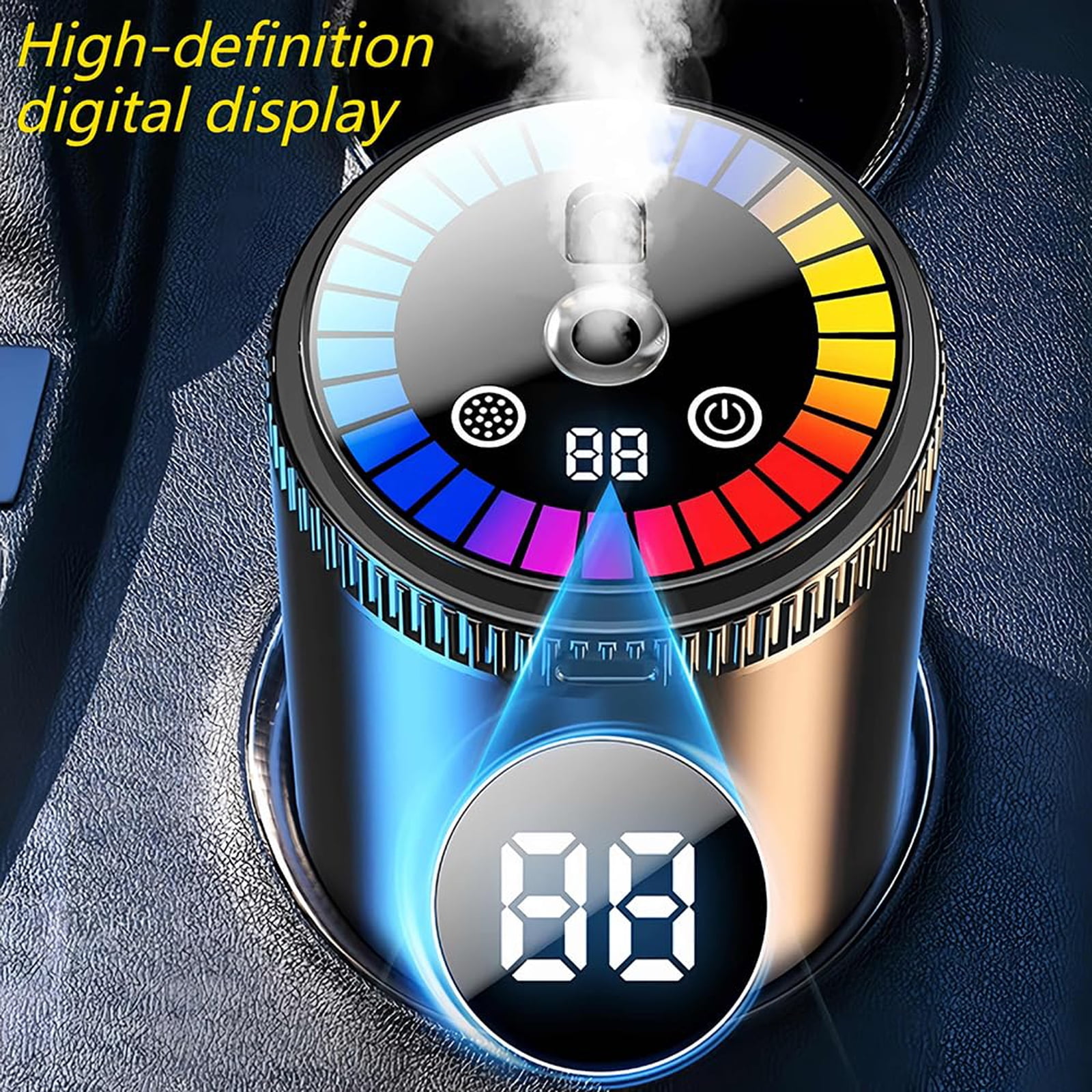 ECLA Intelligent Car Air Freshener with Starry Sky Rhythm Light, Rechargeable Automatic Aroma Diffuser (Black, 1 Pack) i0az3