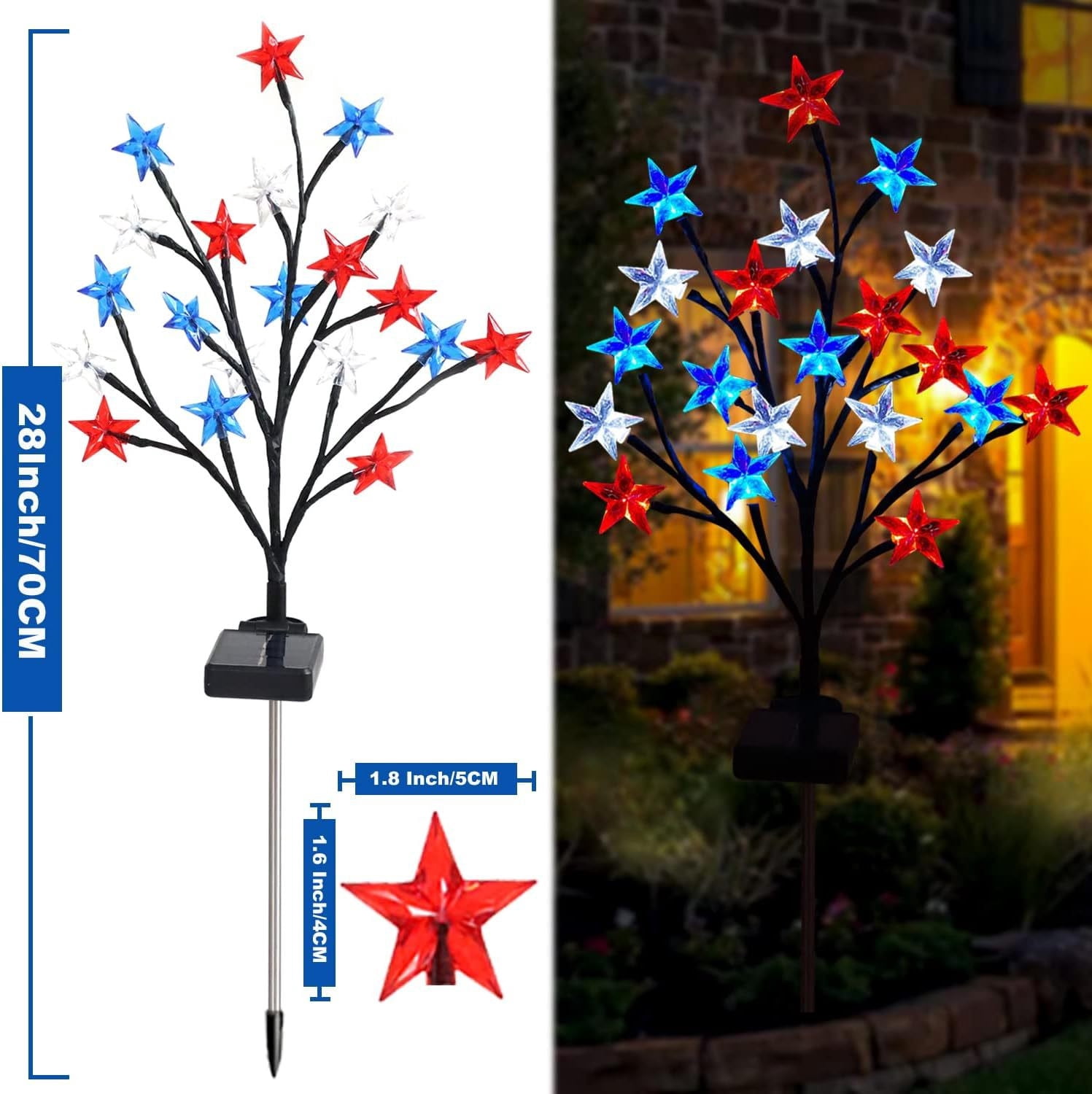 Youco Patriotic LED Stake Lights Outdoor Decorations for Independence Day (Red White and Blue, 1 Pack) tfemb