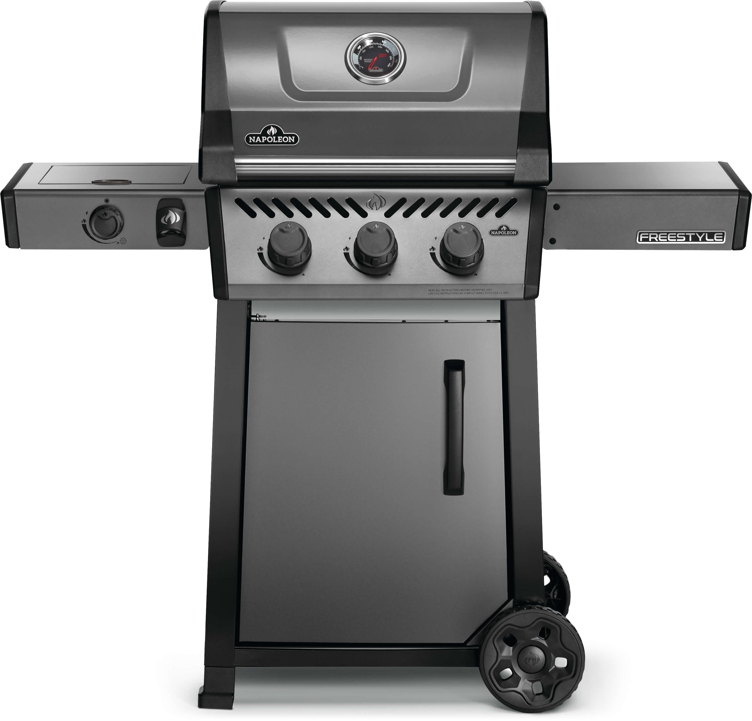 Napoleon Freestyle 365 3-Burner Propane Gas Grill with Range Side Burner (Graphite Grey, 365 sq in) 3flop
