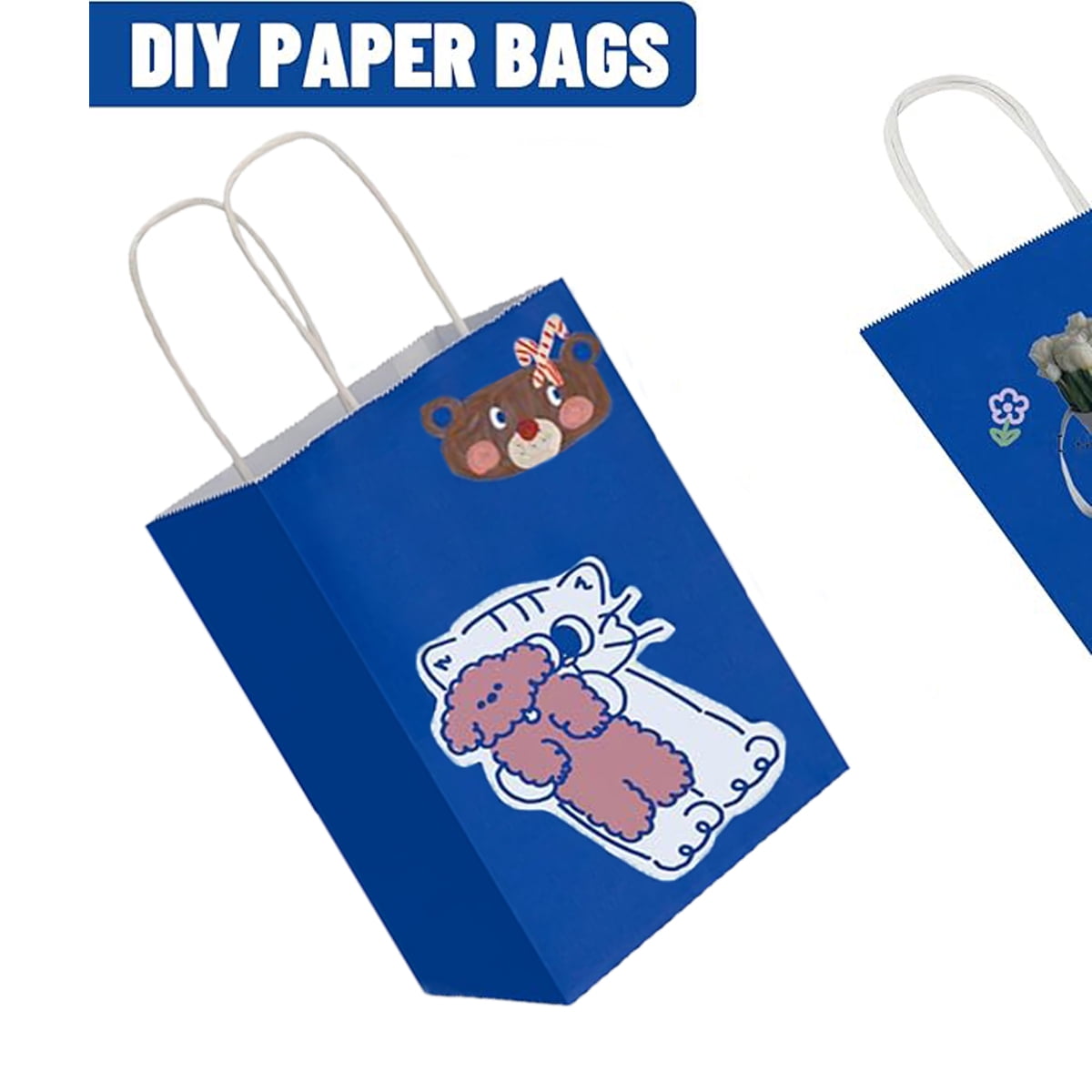 Generic Kraft Paper Gift Bags with Handles for Party Favors and Retail (Royal Blue, 30 Pack, 6.3x3.15x8 in) dxgf5