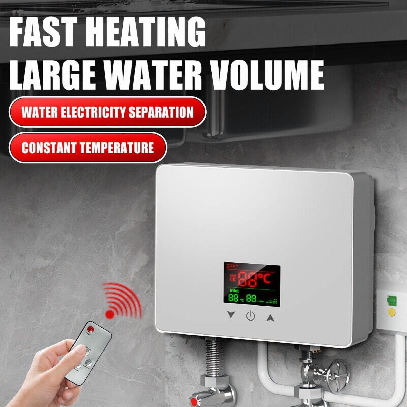 LEXKUYI Electric Tankless Water Heater, Instant Hot Water System with Remote Control and Digital Display (110V, 3500W) ek0dp