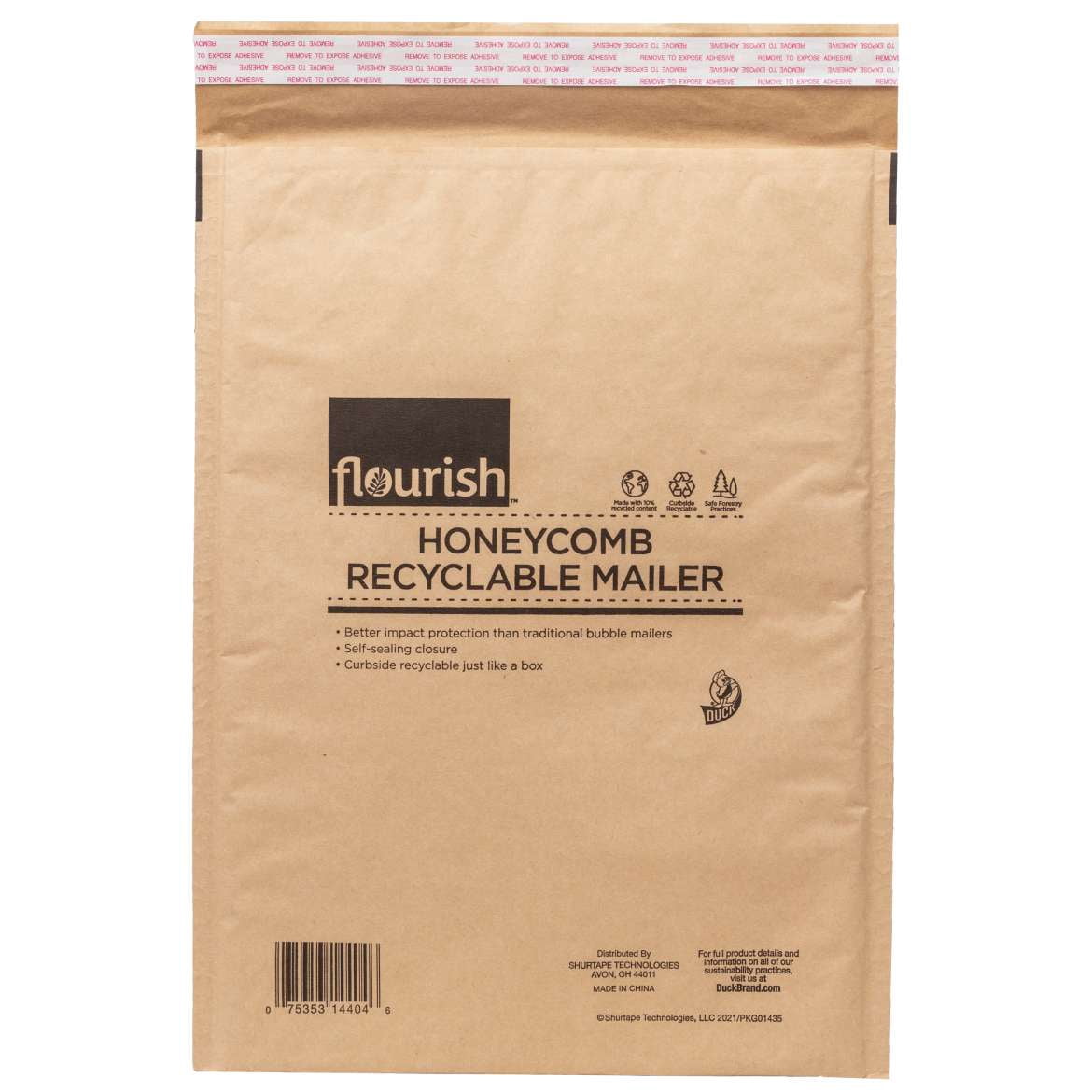 Flourish #5 Honeycomb Recyclable Mailer, Protective Shipping Envelope (Brown, 20 Pack, 10.6 in. x 14.8 in) ldcg9