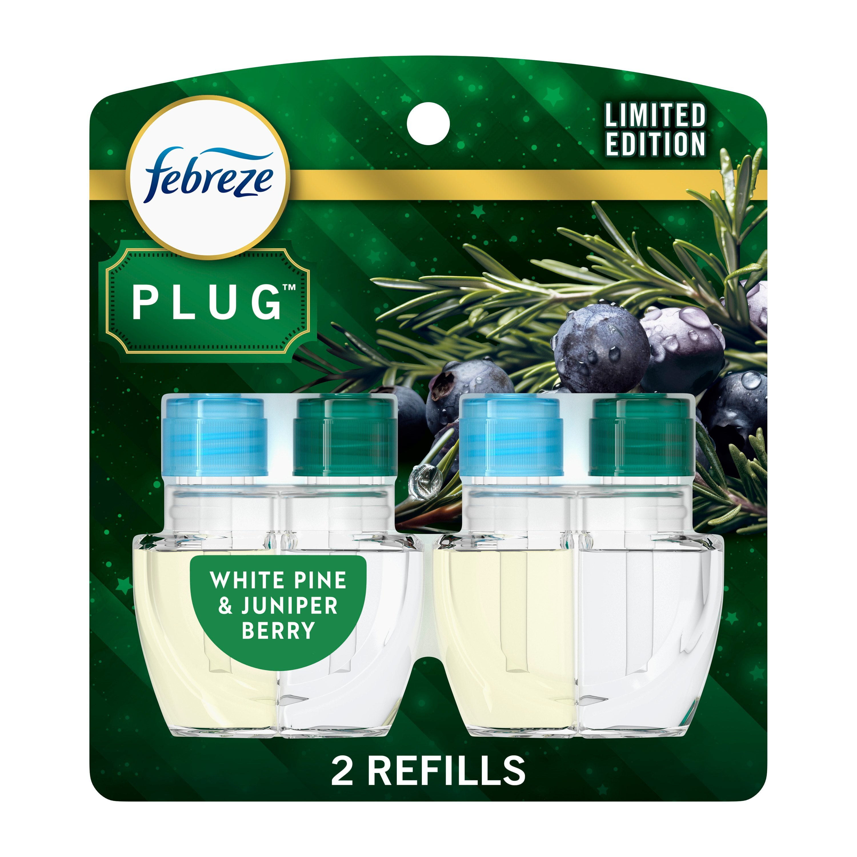 Febreze Fade Defy PLUG Air Freshener Refill, Pine & Berry Scent, Odor-Fighting Oil (2 Refills) z707x