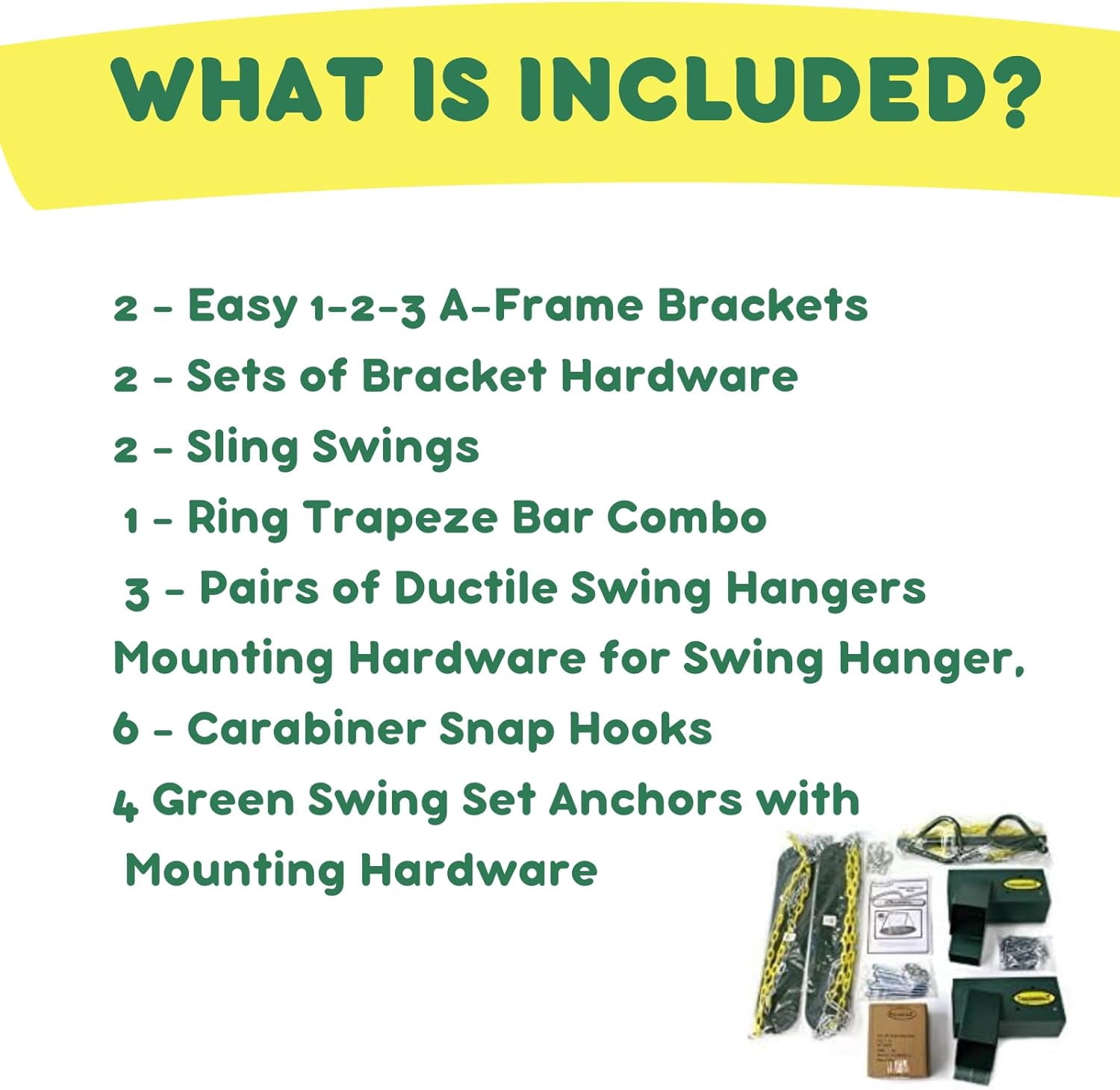 Eastern Jungle Gym Classic A-Frame Swing Set Hardware Kit (Green, 12 ft L x 8 ft D x 7.67 ft H) 237g3