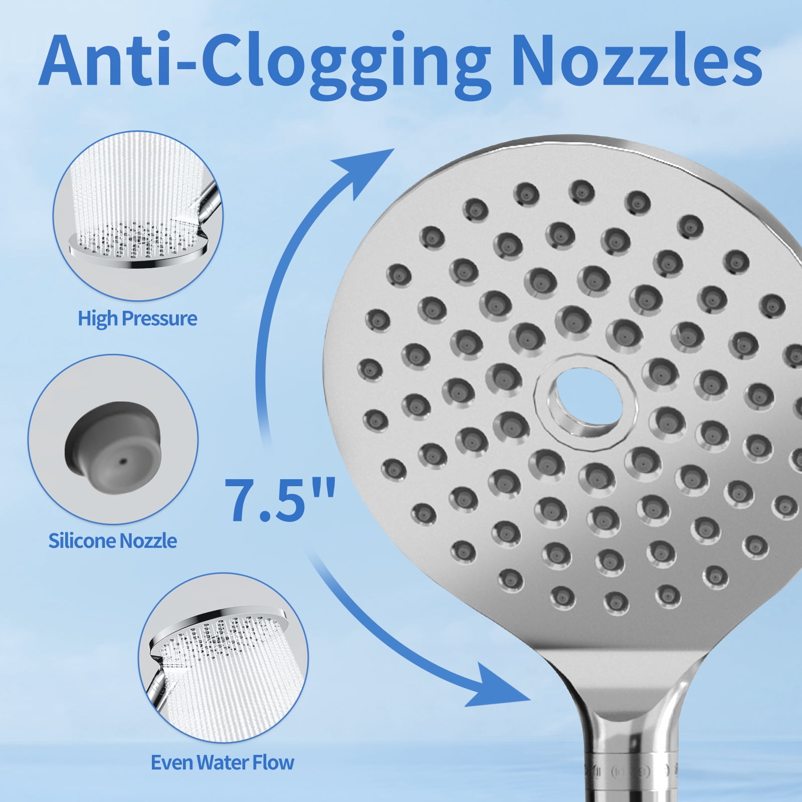 KAIYING Filtered Dual Shower Head System, 9-Mode Rain and Handheld Spray Combo with Adjustable Extension Arm (Chrome, 7.5 in) dsyqg