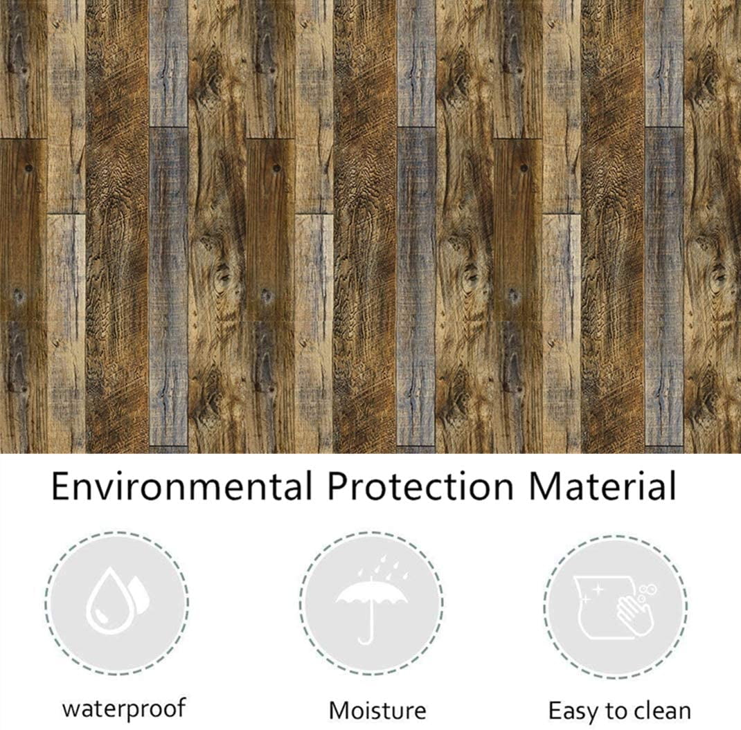 Abyssaly Wood Peel and Stick Wallpaper, Self-Adhesive Decorative Contact Paper for Furniture and Cabinets (Brown, 17.7 in x 393 in) ni1dc