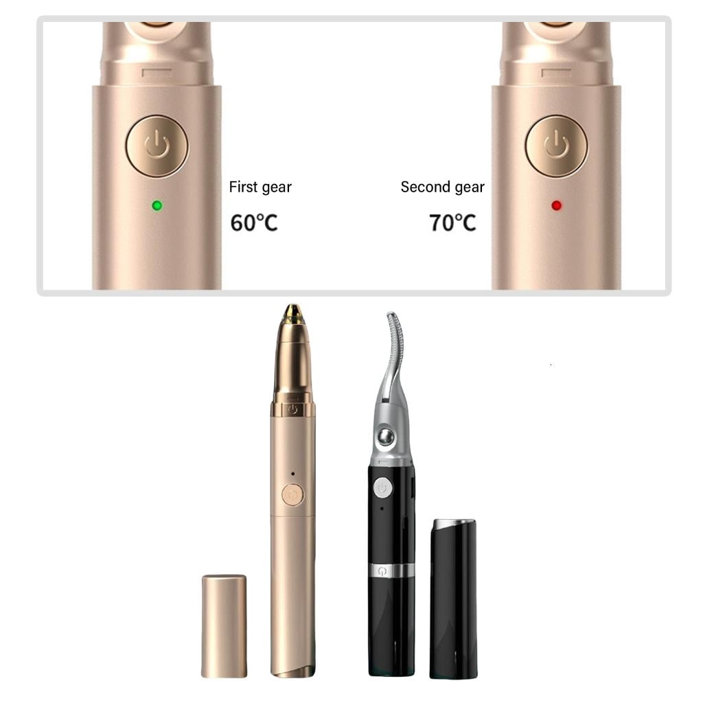Necvior 2-in-1 Electric Eyebrow Trimmer and Heated Eyelash Curler, Precision Facial Hair Remover (Gold) l3n2t