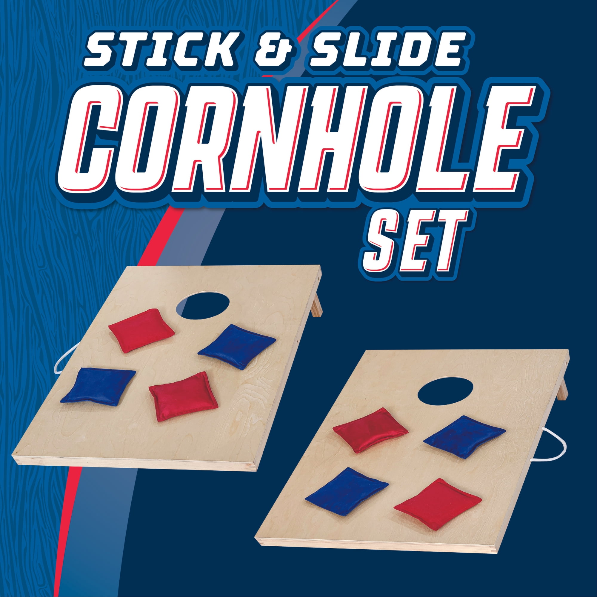 MinnARK Wooden Cornhole Set with Stick and Slide Bean Bags (2 Boards, 8 Bags, 35 in) 1pm4i