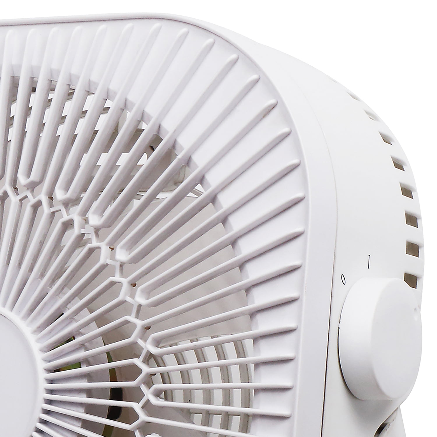 Optimus Portable Box Fan, Whisper-Quiet Desktop Cooling Fan (White, 13.2 in x 4.3 in x 12.6 in) vkt0o