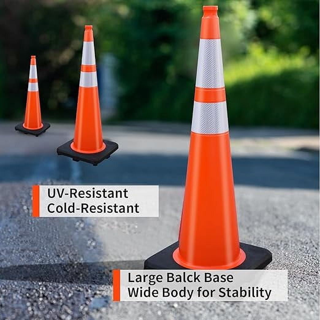 BESEA 36 in PVC Traffic Safety Cones, High-Visibility Reflective Road Markers for Construction and Parking (Orange, 6 Pack) fq1y1 - Image 7