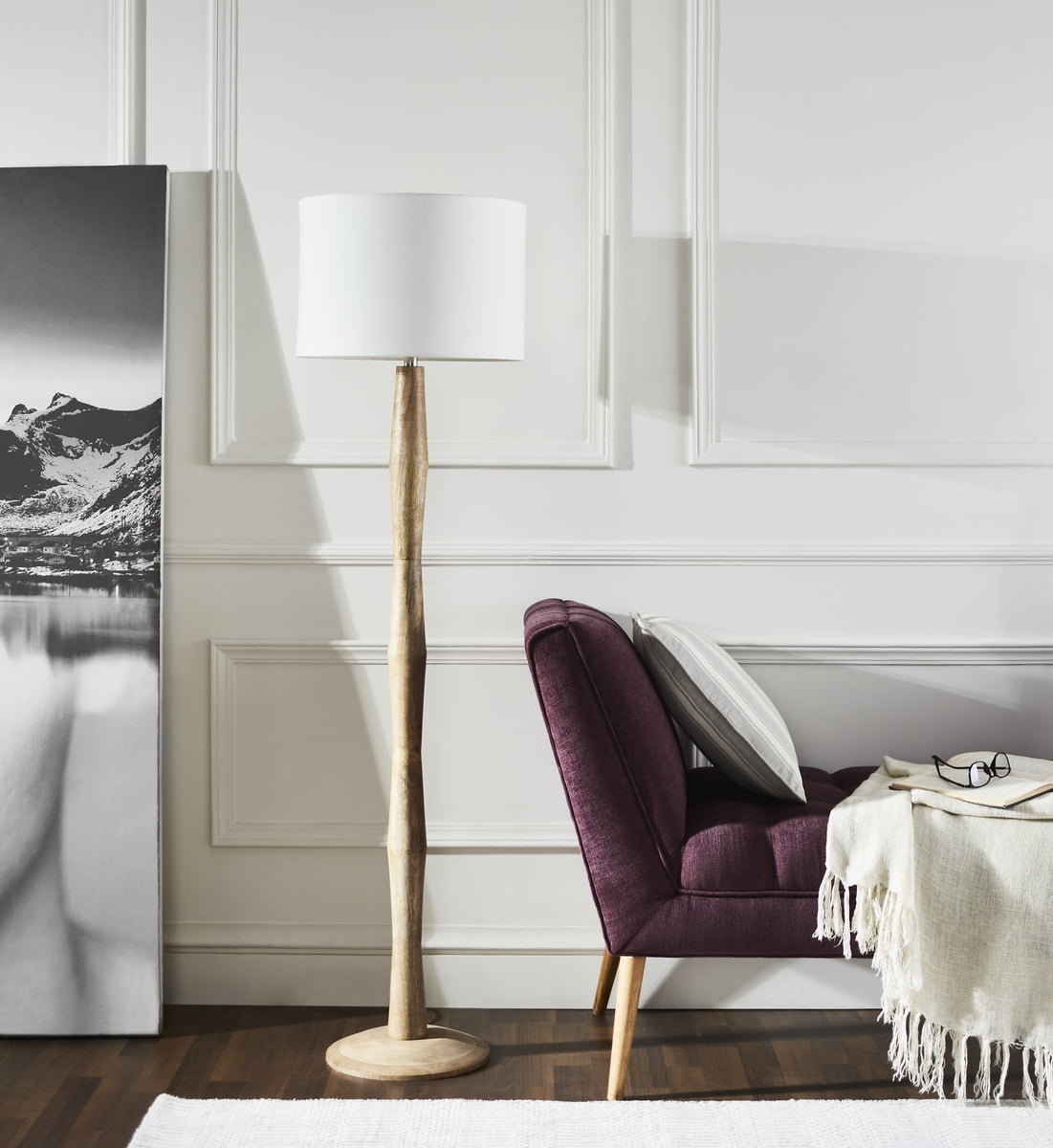 Safavieh Brodie Modern Organic Floor Lamp with Cotton Shade (Natural, 60 in. Height) djpc9