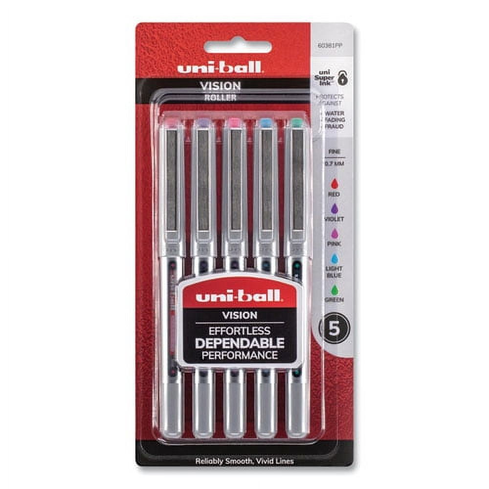 uniball Vision Roller Ball Pen, Fine Point 0.7 mm, Smooth Flowing Ink (Assorted Colors, 10 Count) 03tx8