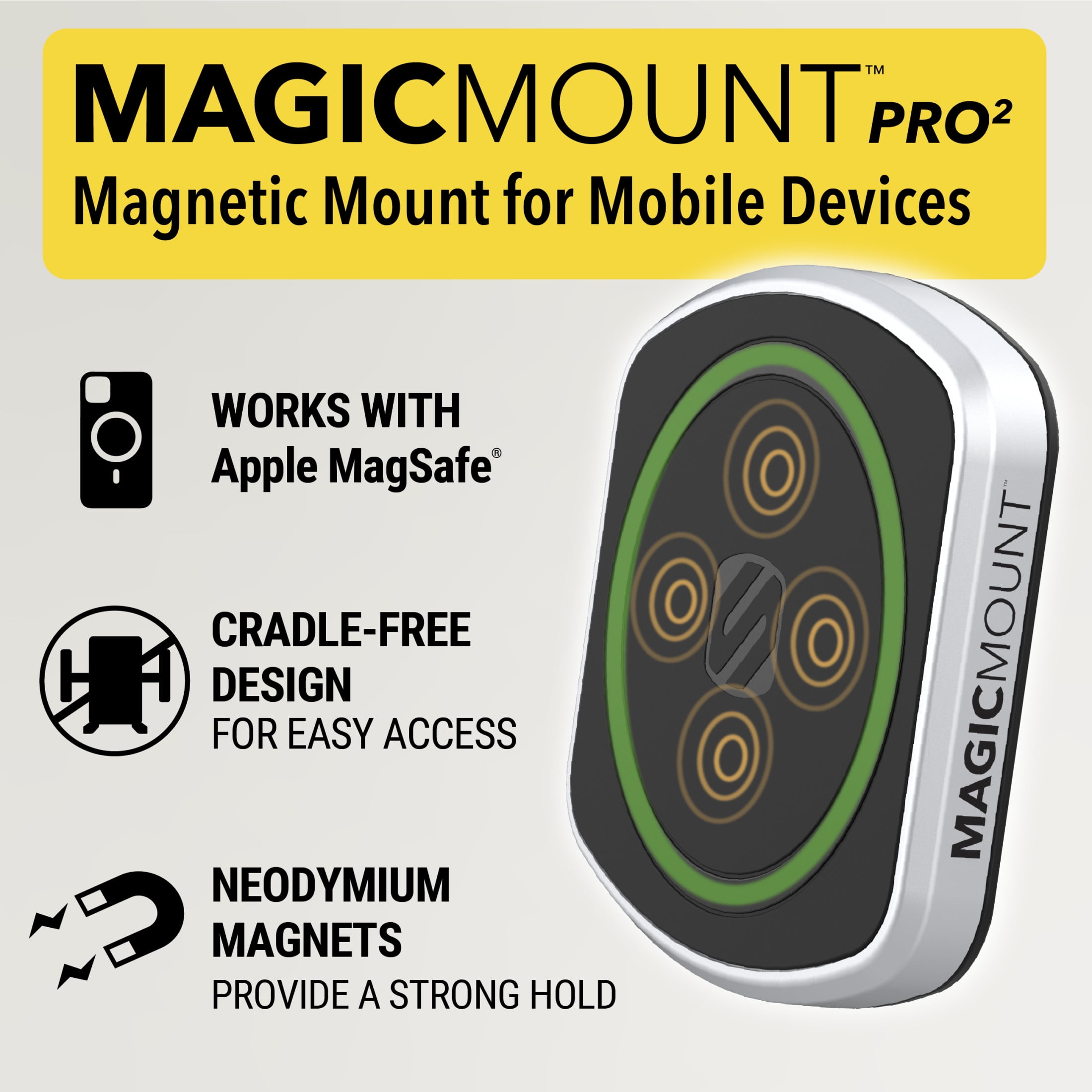 Scosche MagicMount Pro2 Heavy Duty Magnetic Phone Mount for Windshield and Dashboard (Black, 3 lb Capacity) zjqhu