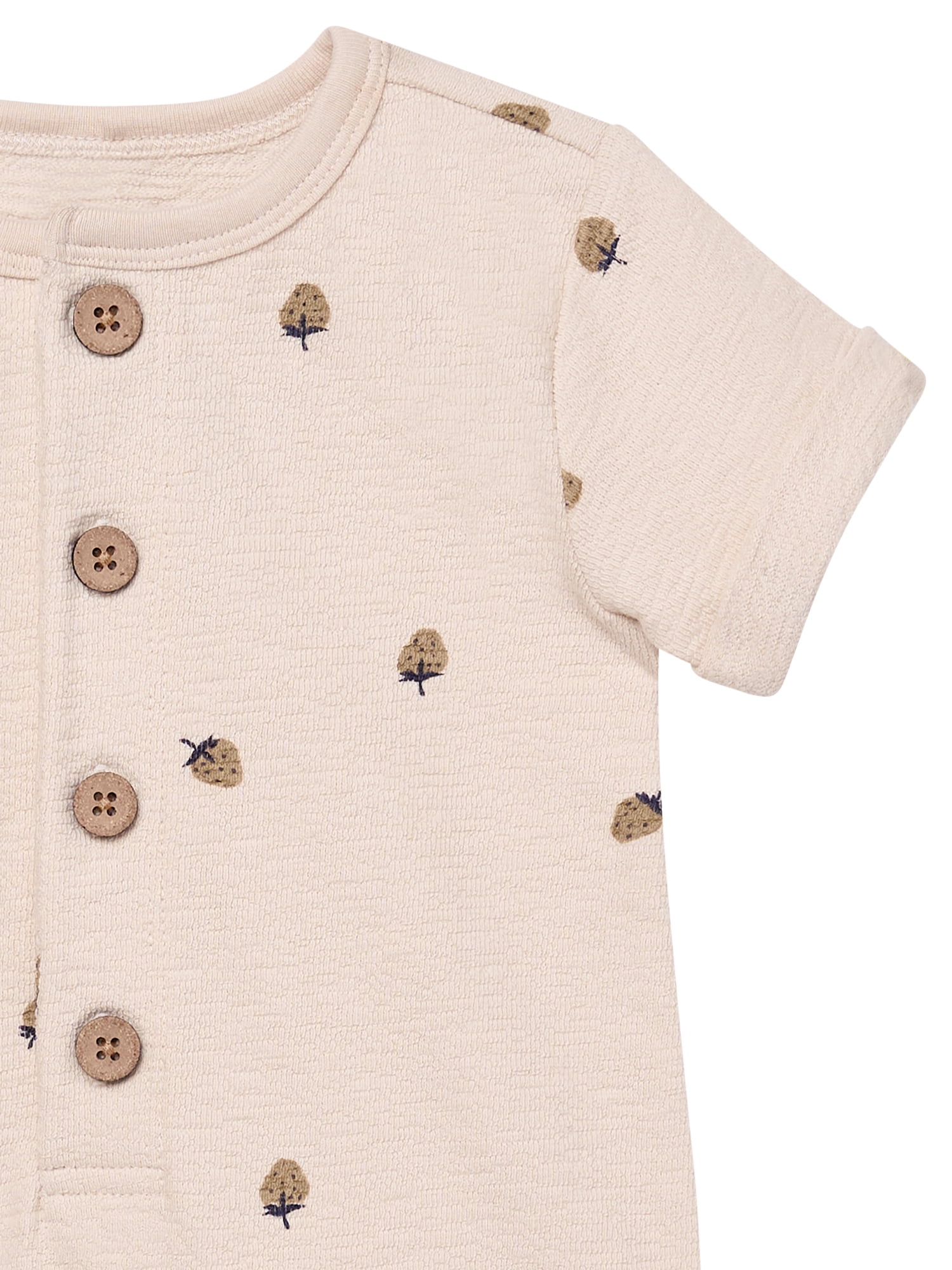 Modern Moments by Gerber Baby Boy Short Sleeve Henley Romper (0-24 Months) 13bwy