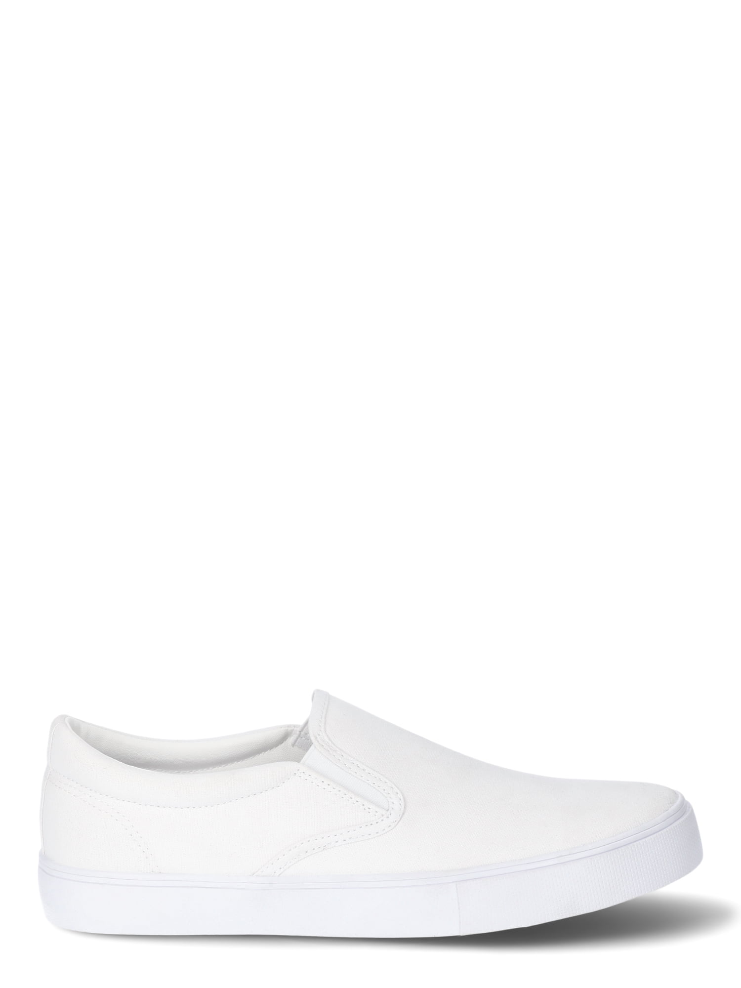 No Boundaries Women's Canvas Slip On Sneakers Twin Gore Comfort Walking Shoes (White, 8 US) wrhmn