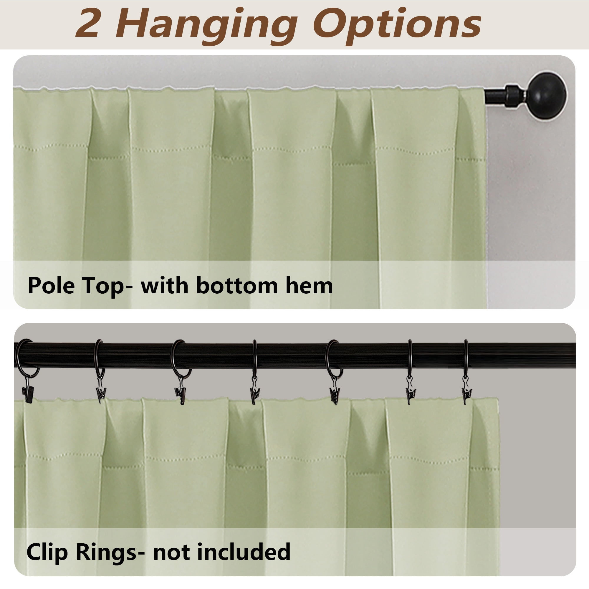MKHILL Aether Thermal Insulated Blackout Curtains, Room Darkening Window Drapes for Bedroom and Living Room (Light Green, 40 in W x 54 in L, 2 Panels) 6gnxg