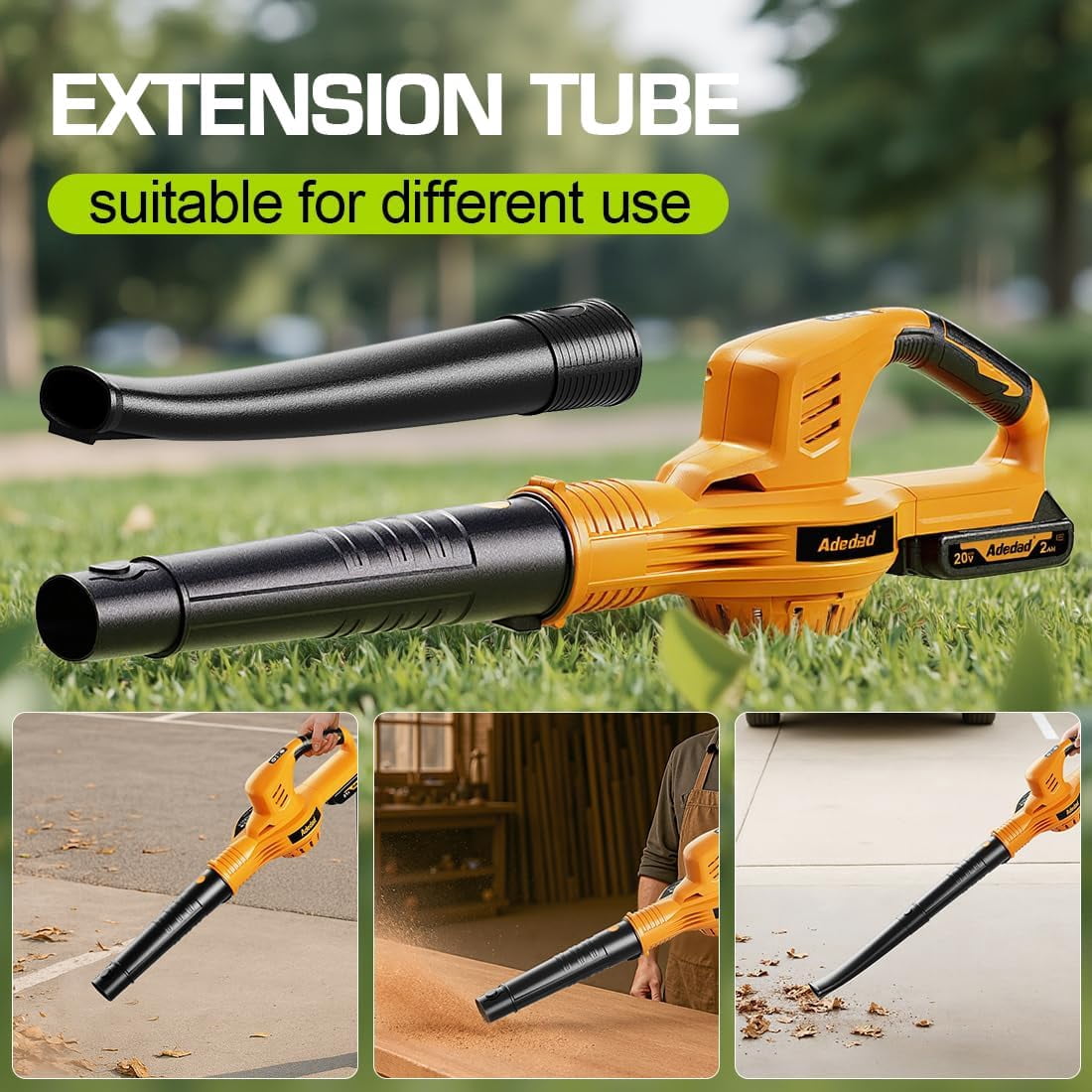 Adedad 20V Cordless Leaf Blower, 150MPH Handheld Electric Yard Blower with Dual Batteries and Charger (Black, 3.3 lb) 0qn1z