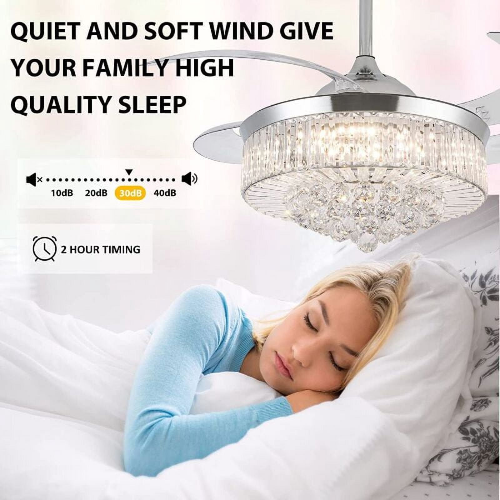 EAYSG 42 in Modern LED Retractable Ceiling Fan with Remote Control (Silver, 42 in) qoq9r