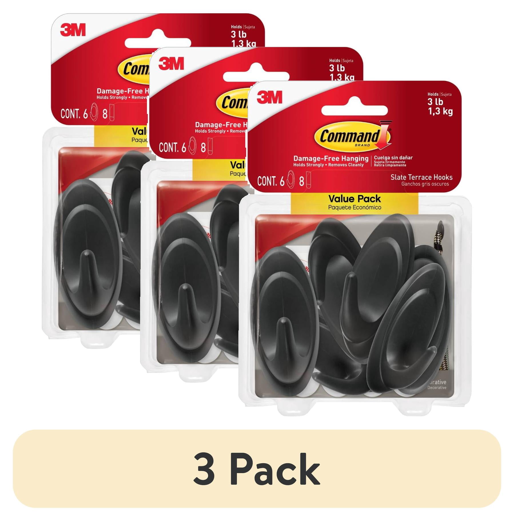 Command Medium Slate Terrace Wall Hooks (Grey, 6 Hooks, 3 Pack) c65e6