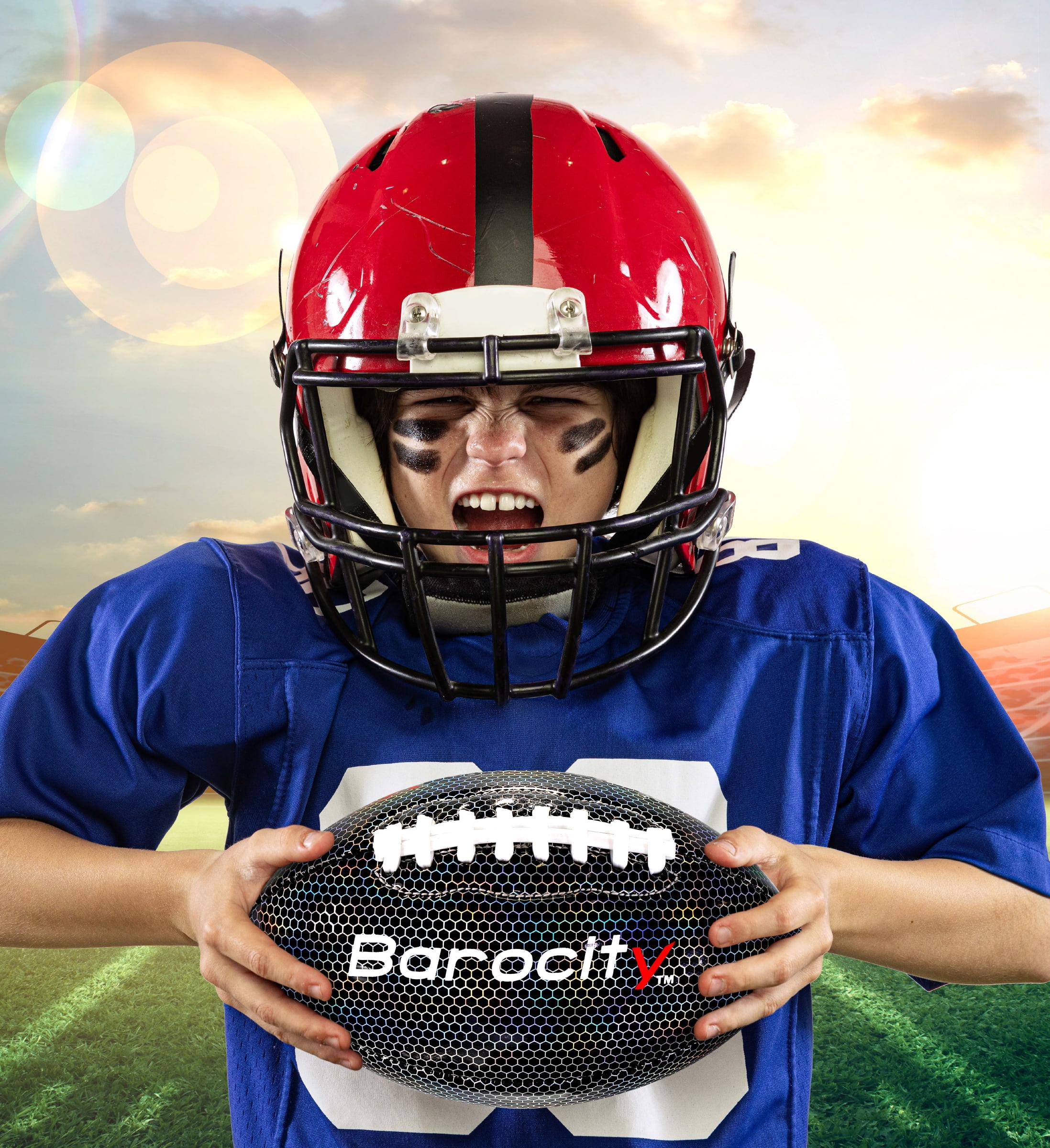 Puzzled Barocity Pee Wee Size 3 Football with Reflective Rainbow Hex Pattern (Black, 0.5 lb) 0412k
