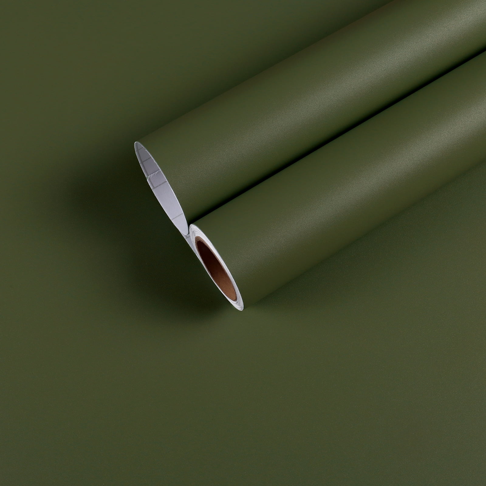 CHIHUT Peel and Stick Wallpaper Matte Olive Green Decorative Vinyl Contact Paper (Dark Green, 17.7 in x 100 in) exufn