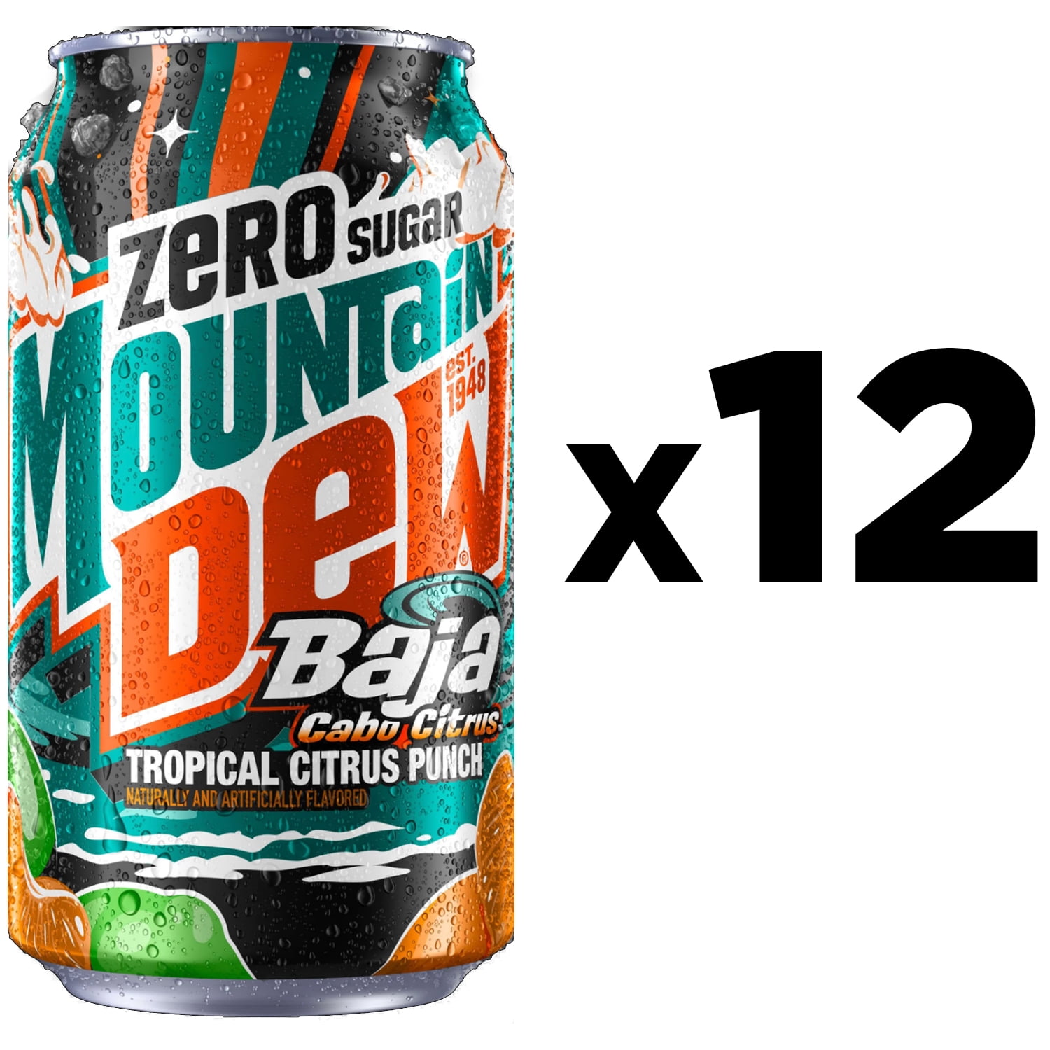 Mountain Dew Zero Sugar Baja Blast Cabo Citrus Soda (Tropical Lime, 12 fl oz, 12 Pack) khoy3