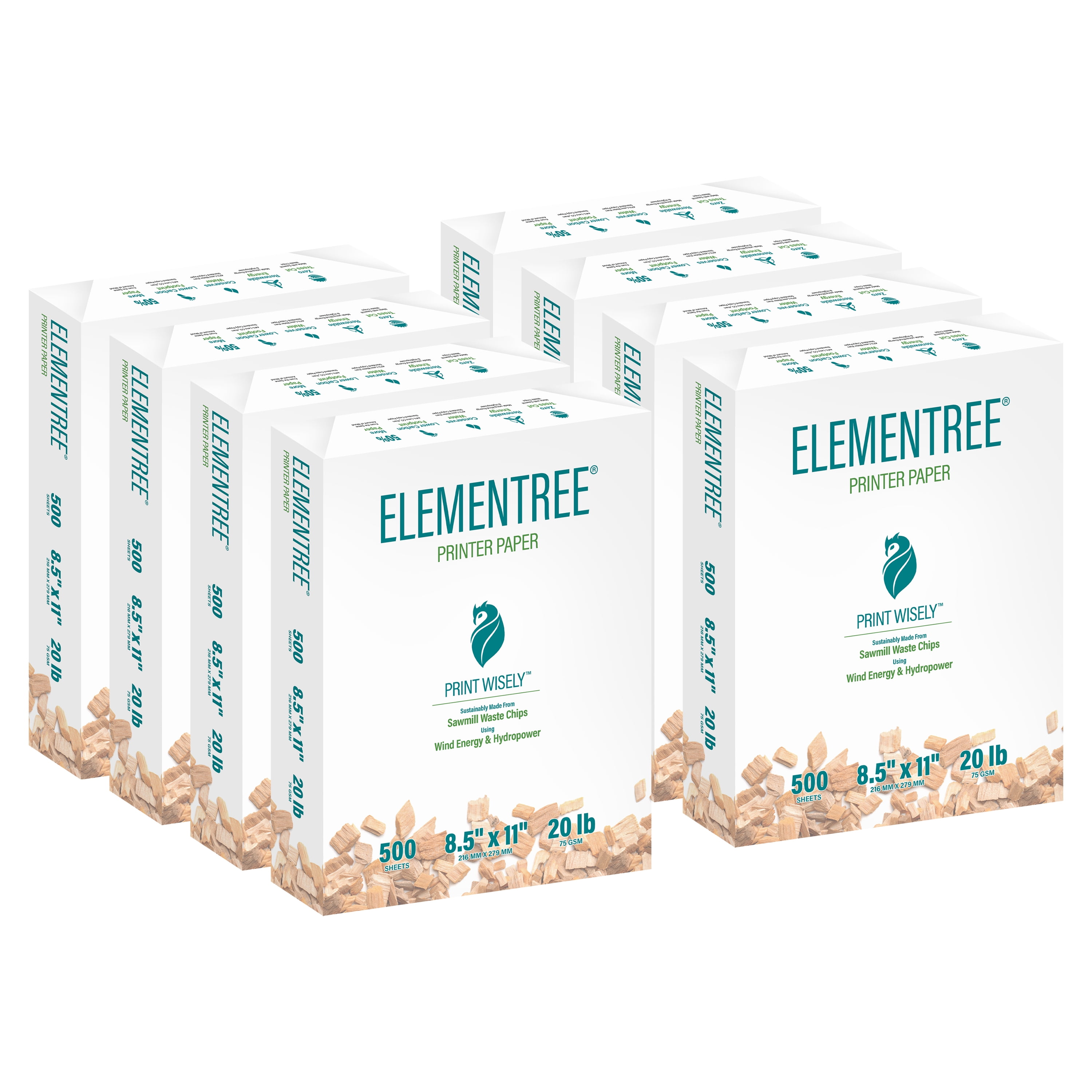 Elementree Sustainable Multipurpose Printer Paper, Eco-Friendly Smooth Finish (White, 8.5 x 11 in, 4000 Sheets) 3z9nn