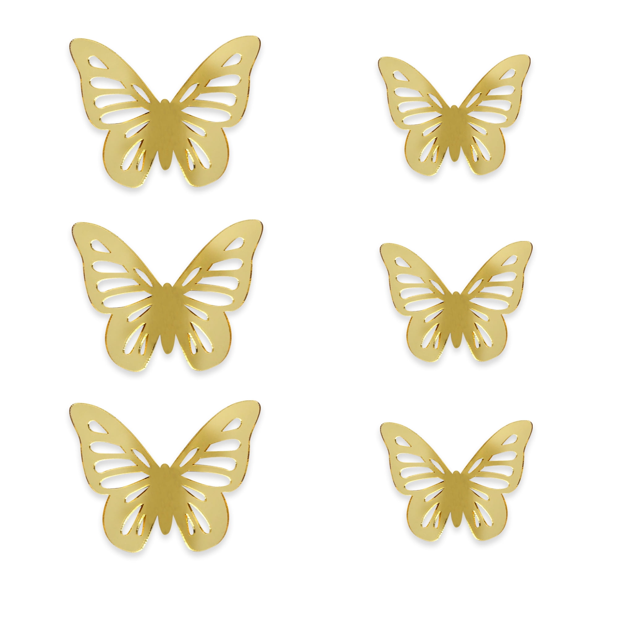 Blue Moon Studio 3D Butterfly Mirror Wall Decals, Decorative Adhesive Art (Gold, 6 Pack) r6jgt