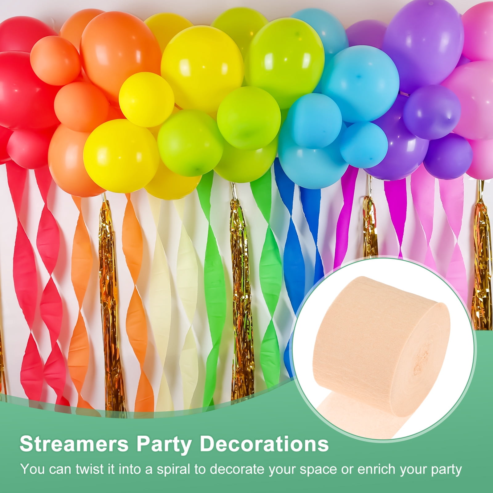 Uxcell Crepe Paper Streamers for Party Decorations and Holiday Crafts (Peach Pink, 8 Rolls, 1.8 in x 82 ft) f28nj