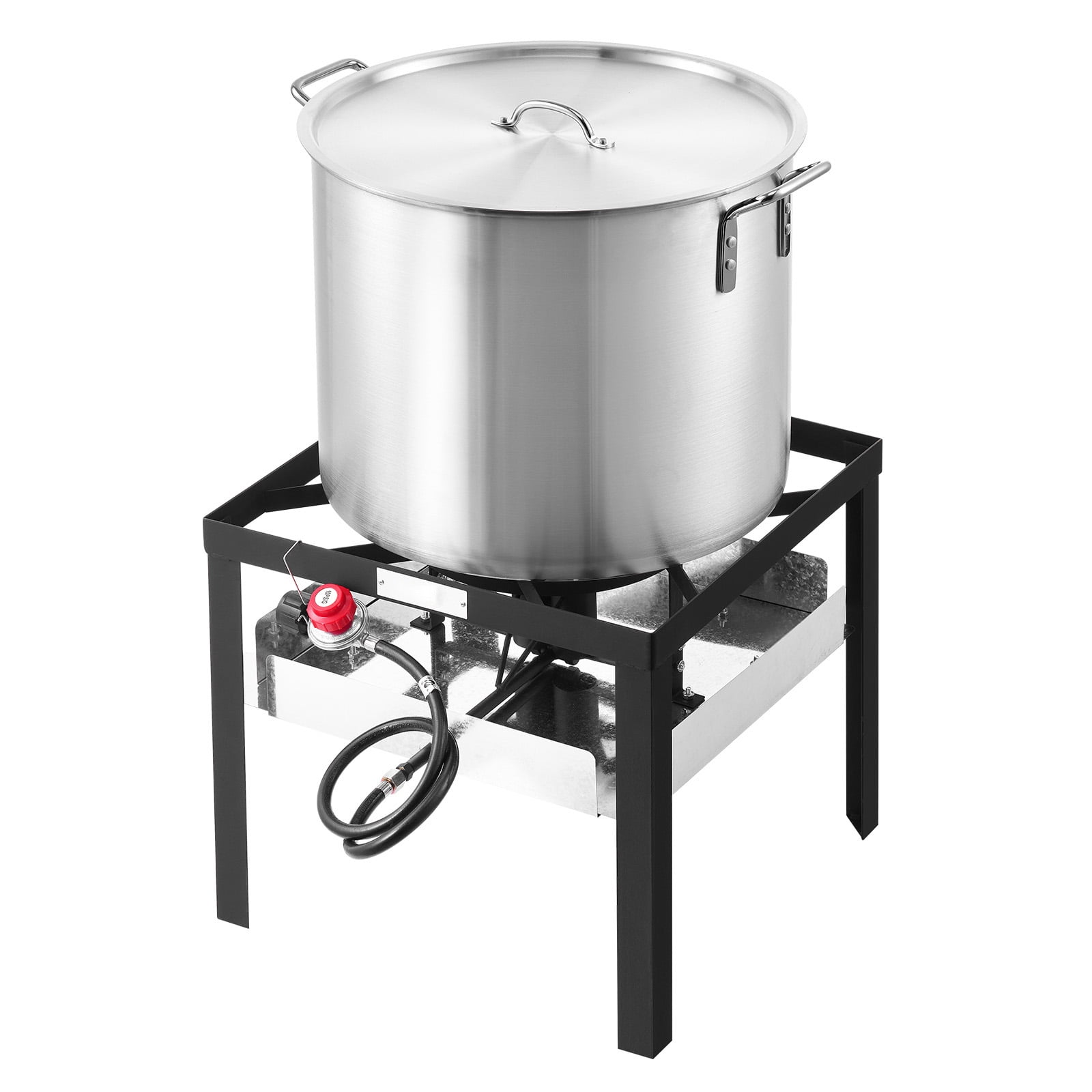 KFFKFF 80 Qt Seafood Boiling Pot Set with Propane Burner, Outdoor Culinary Kit for Crawfish and Turkey (Silver, 80 Qt) ngbaz