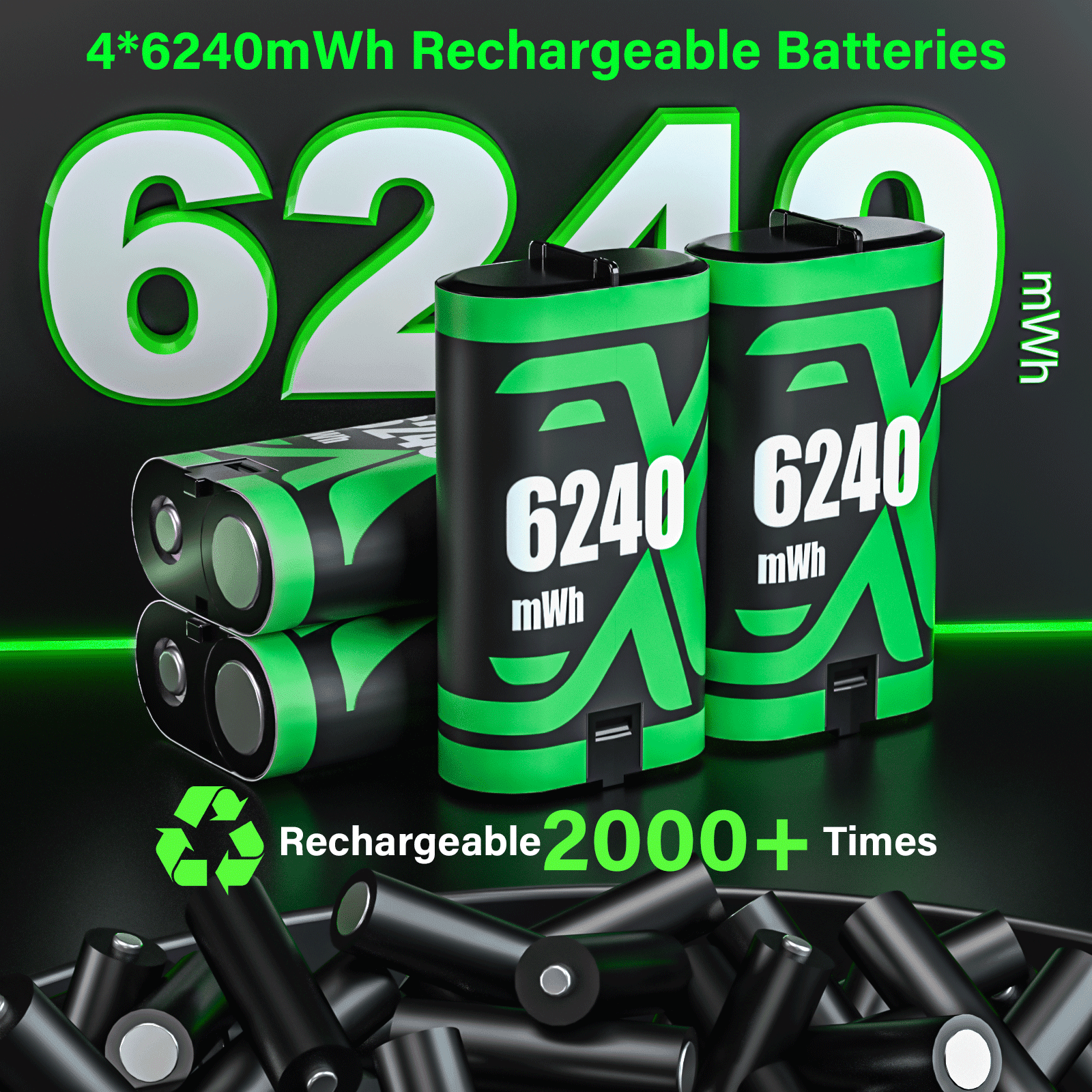 ZRZLMVP Rechargeable Xbox Controller Battery Pack with Charging Station (4-Pack, Black) cingh