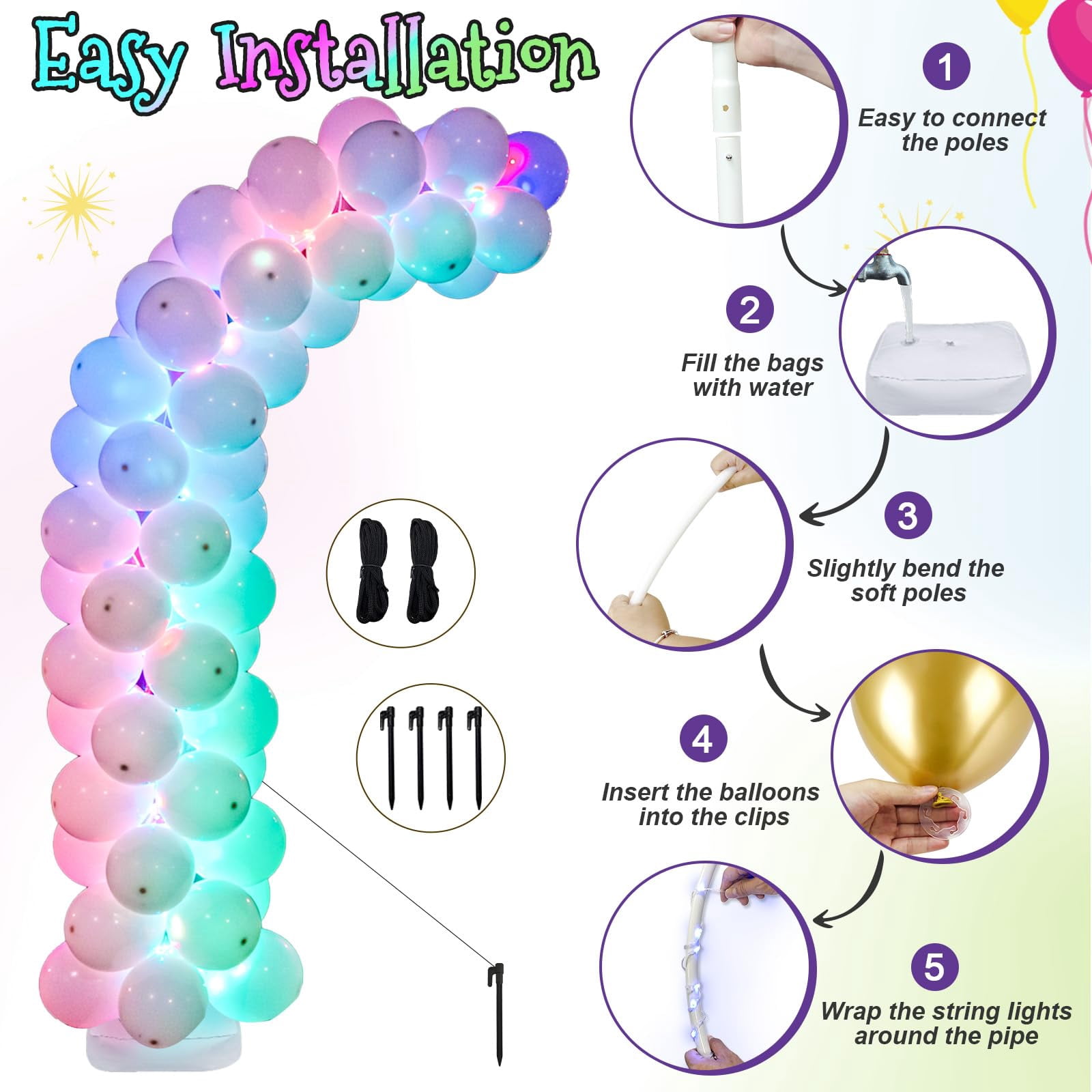 Generic Lighted Half Balloon Arch Stand Kit (Beige, 1 Pack) ghn6q
