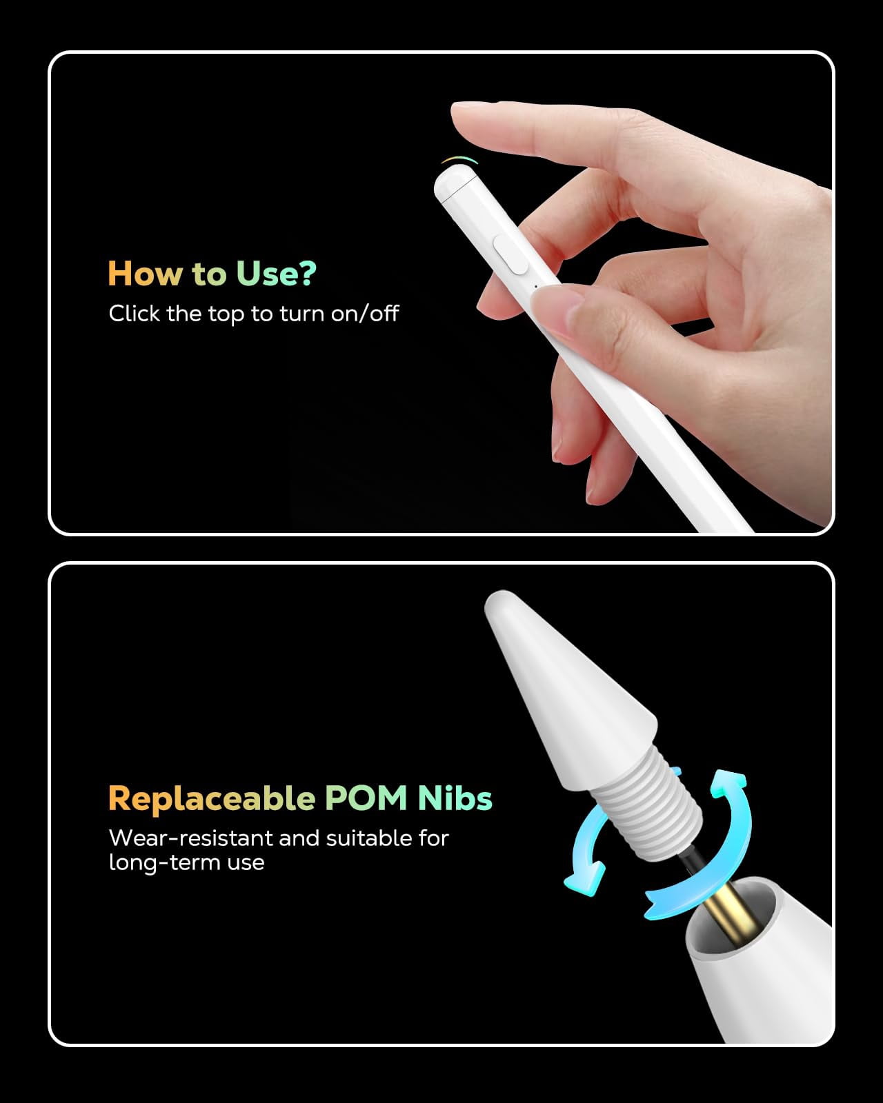 MoKo Stylus Pen for iPad, Precision Digital Pencil with Tilt Sensitivity and Palm Rejection (White, 1 Pack) zyuzk
