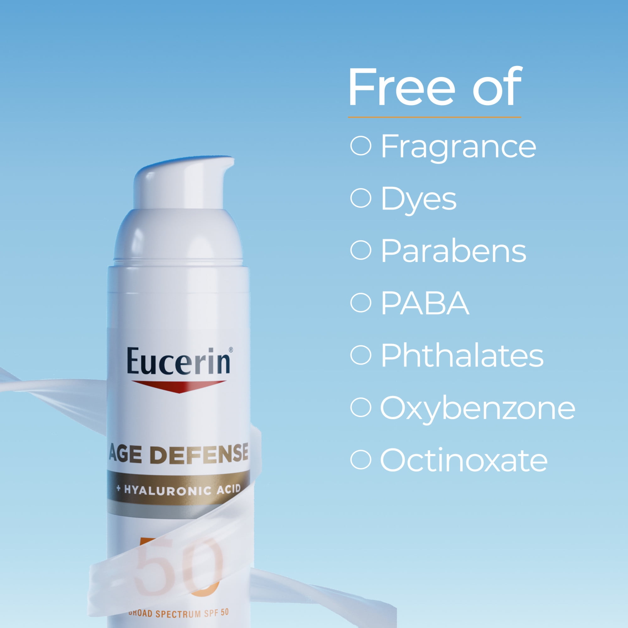 Eucerin Sun Age Defense Face Sunscreen Lotion, SPF 50, Hyaluronic Acid, Lightweight & Non-Comedogenic (2.5 fl oz) gqfnb
