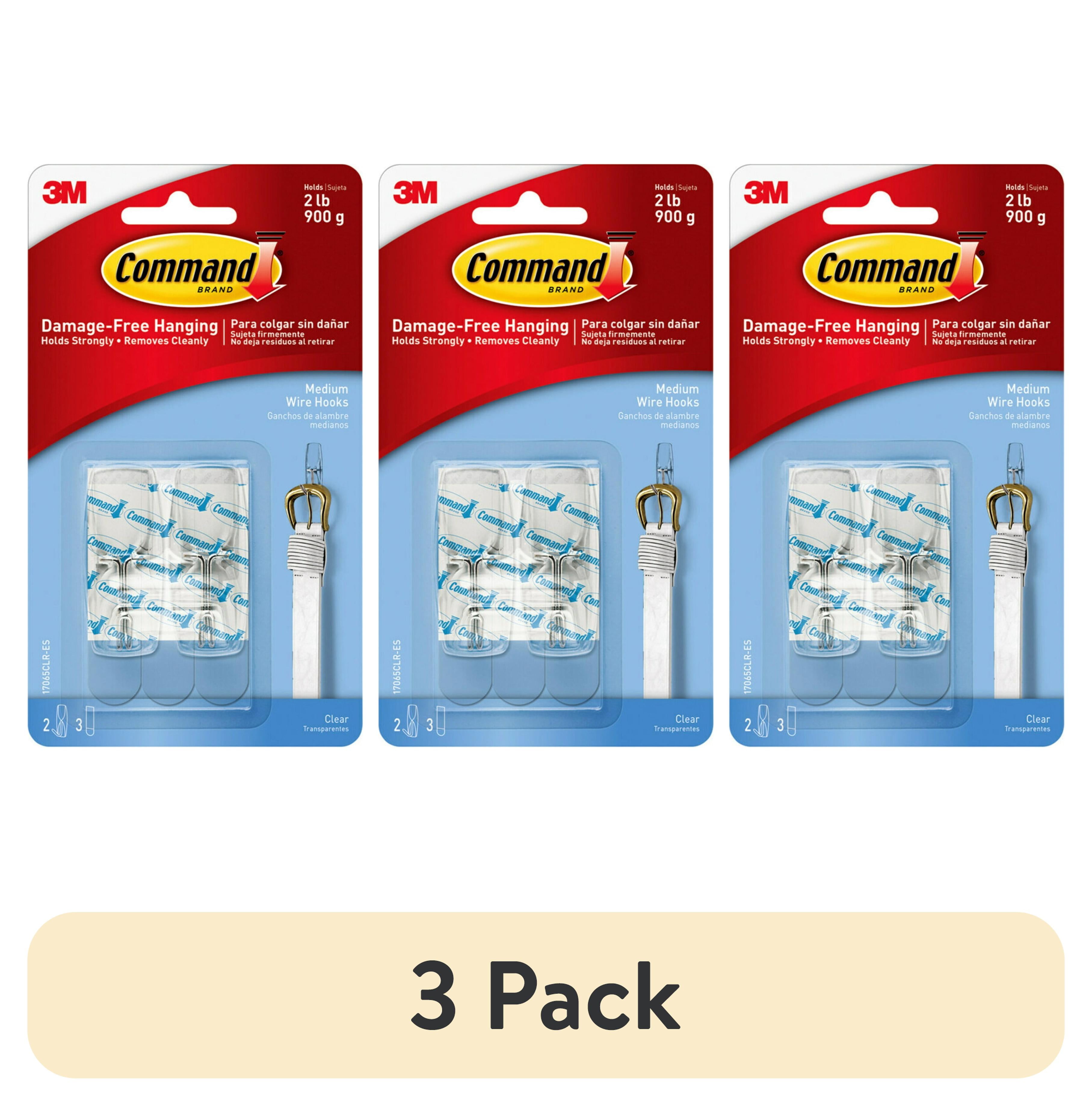 Command Wire Toggle Hooks, Damage-Free Adhesive Wall Hooks for Organization, Clear, Medium (3 Pack, 2 Hooks per Pack) yrao4